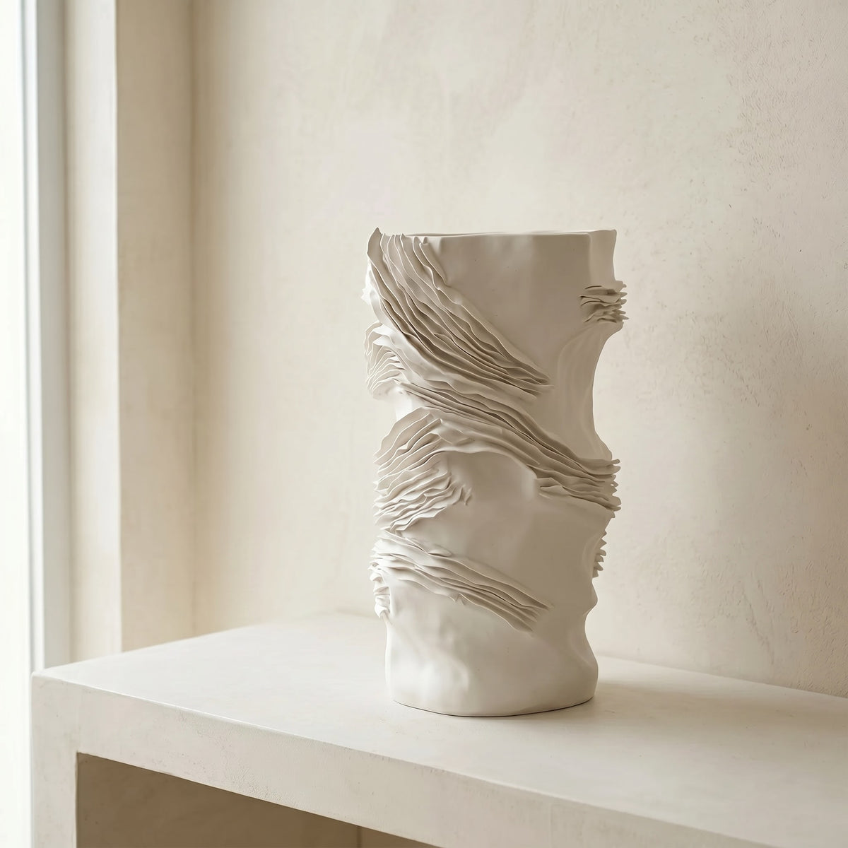 White Textured Ceramic Vase — image 6 of 6 | JIATONG CERAMICS