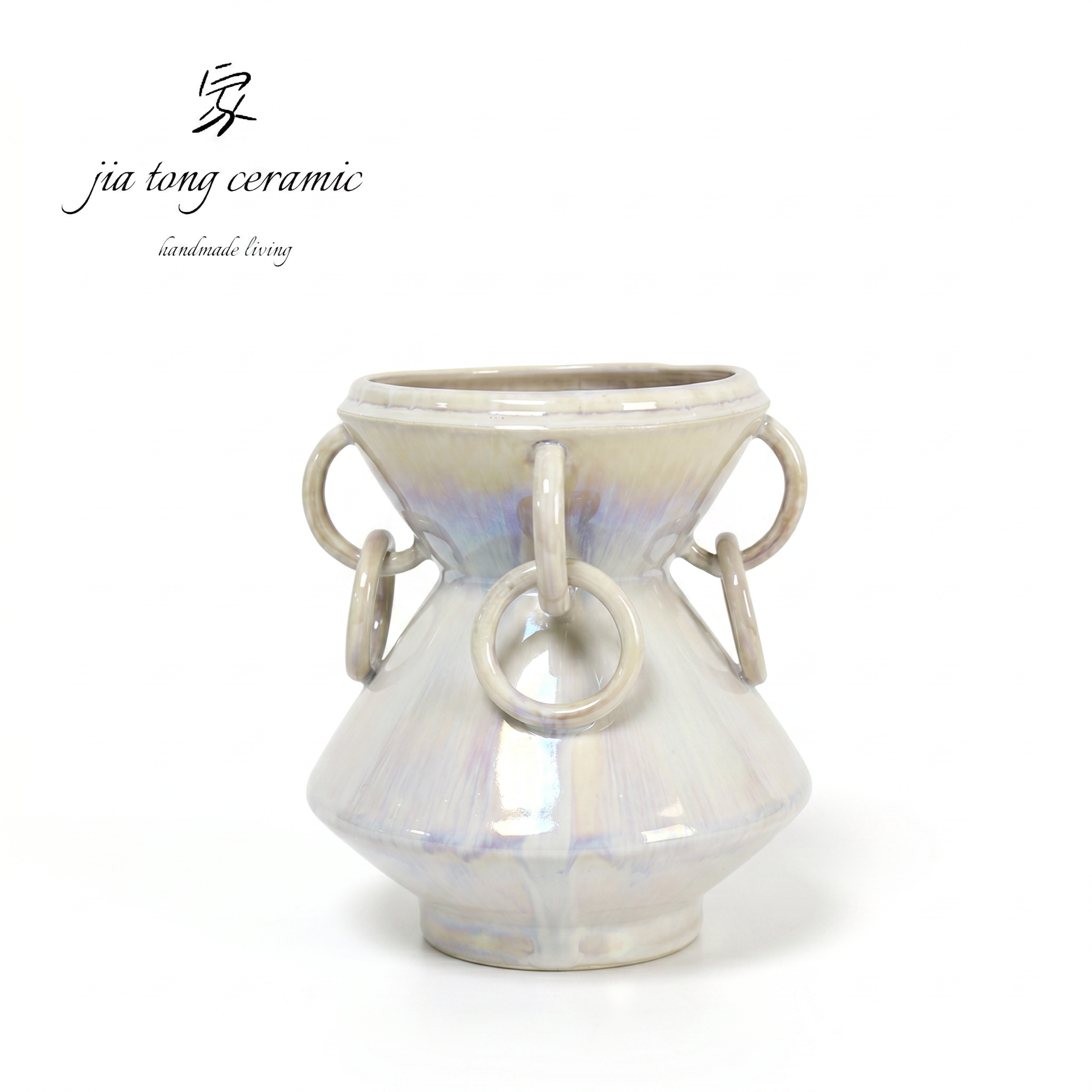 Double Handle Ring Ceramic Vase
