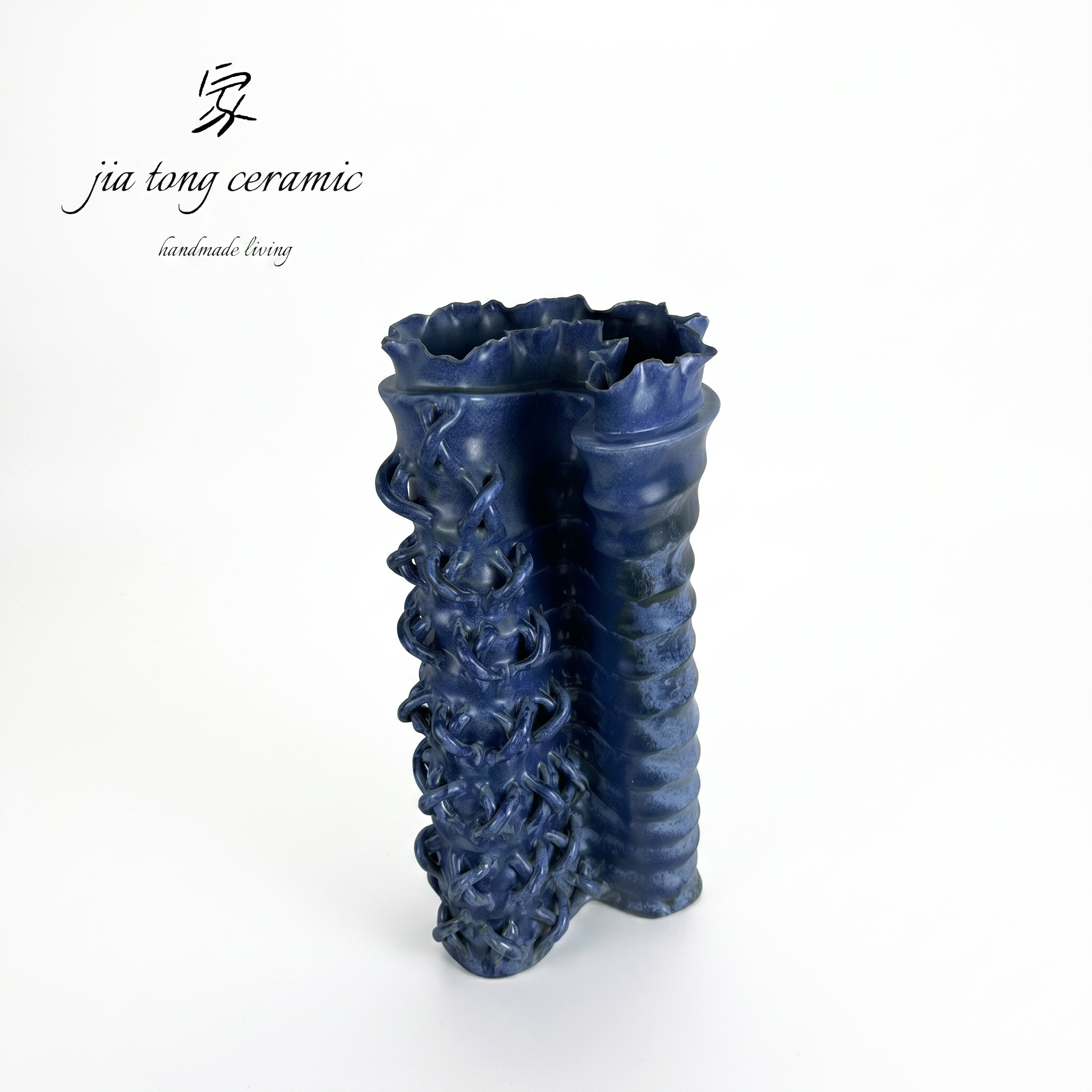 Blue Scale Pattern Ceramic Vase