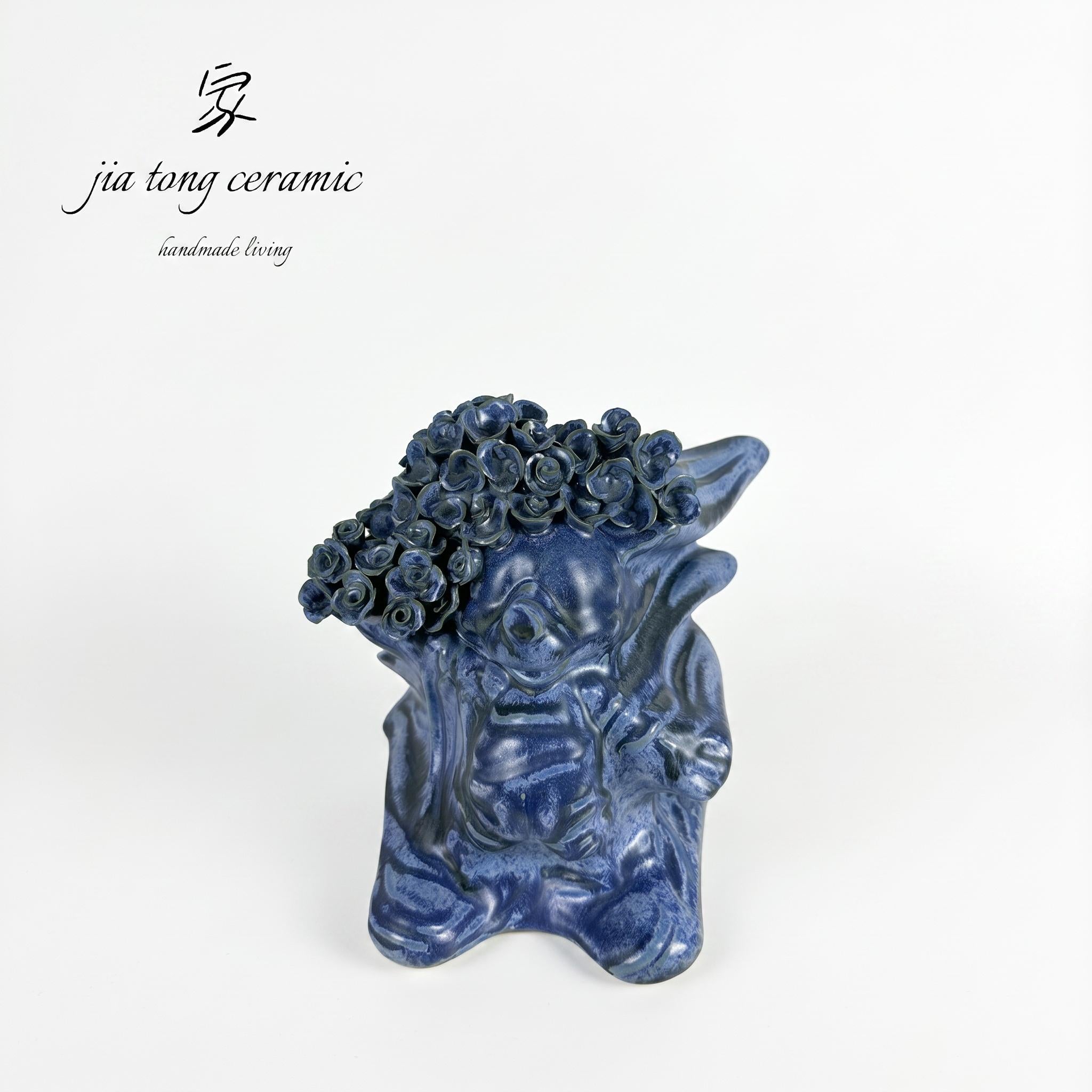 Blue Floral Ceramic Vase