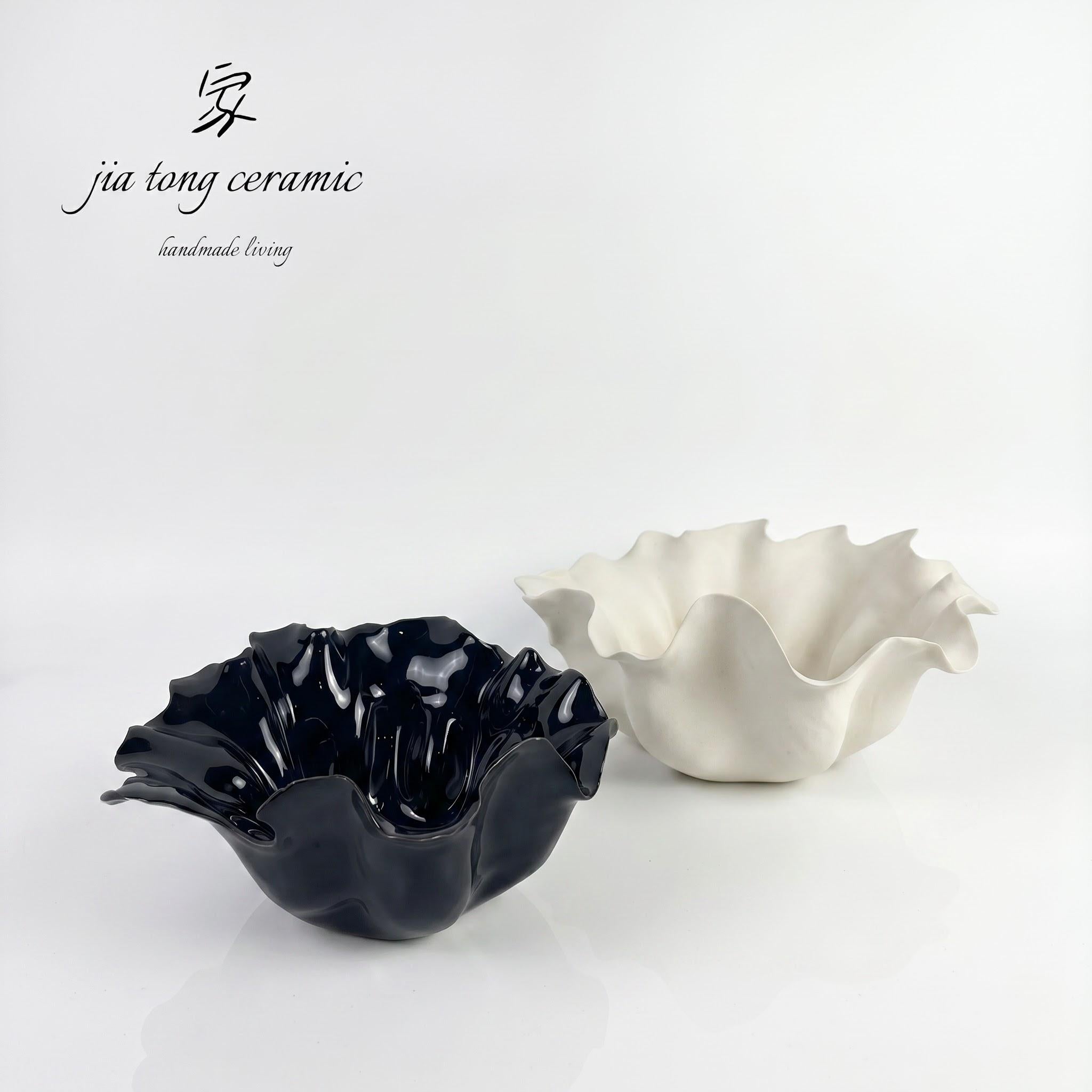 Floral Rim Ceramic Bowl & Tray