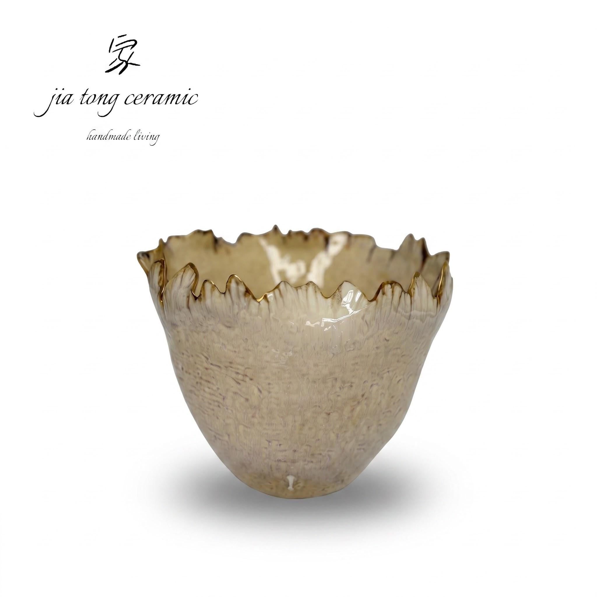 Gold Rim Ceramic Bowl & Tray