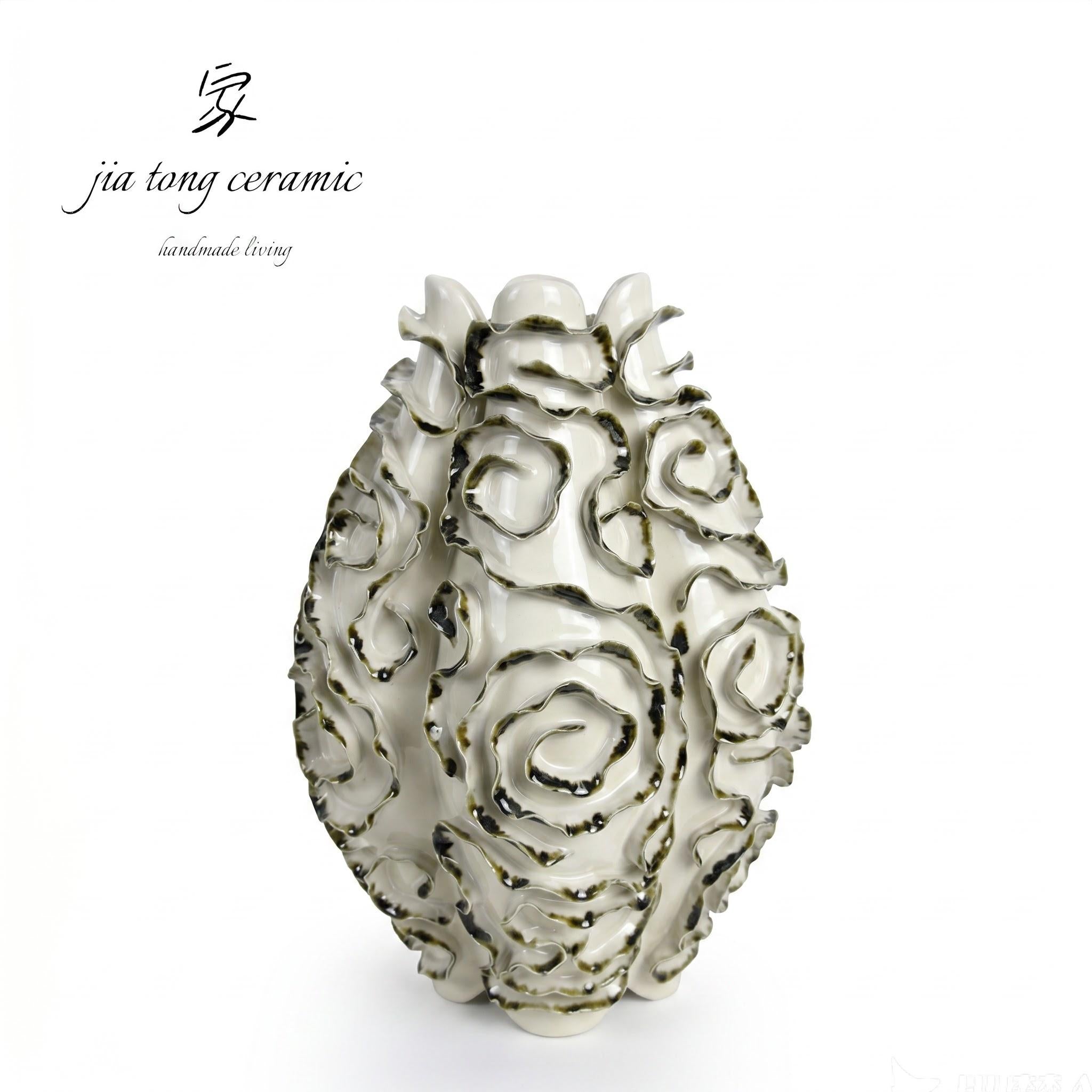 White Embossed Ceramic Vase