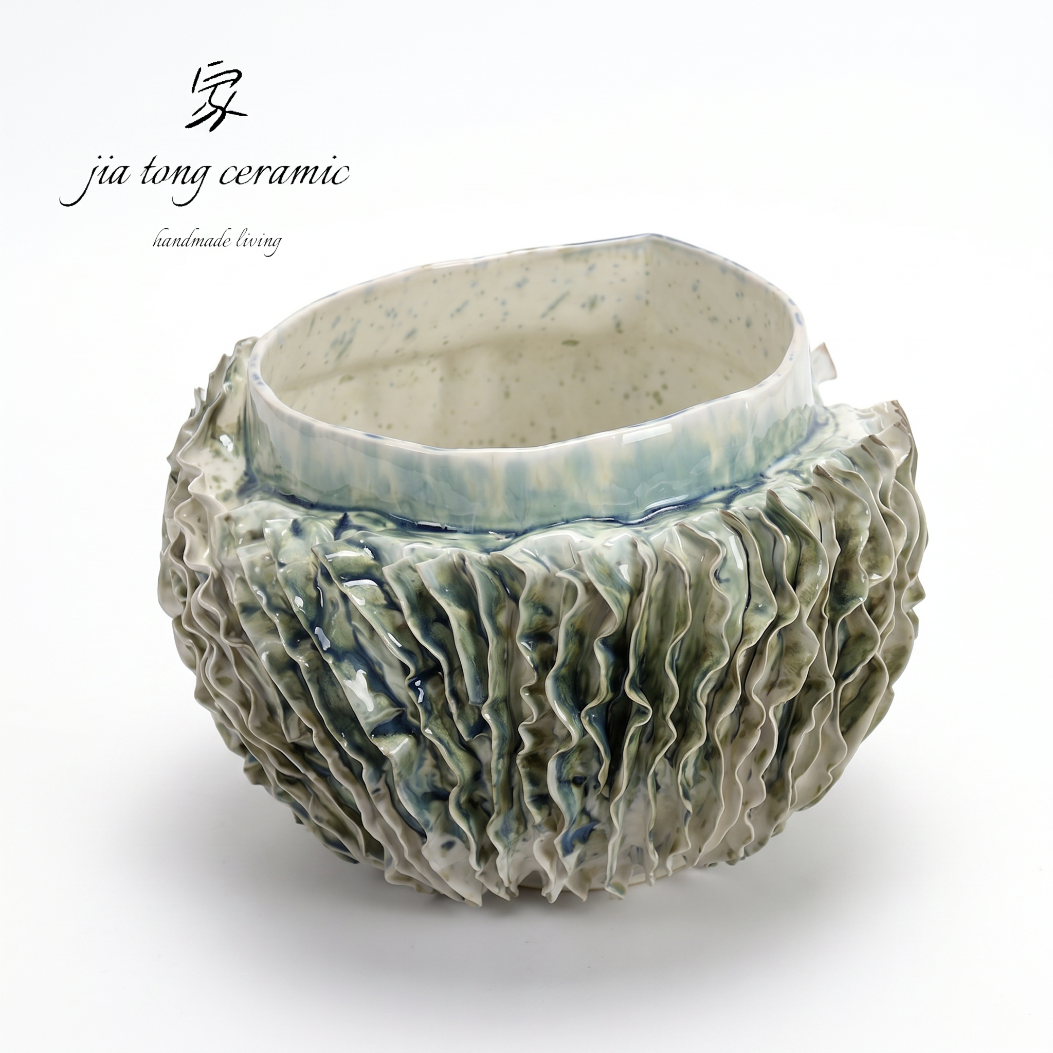 Art Sculptural Ceramic Bowl & Tray