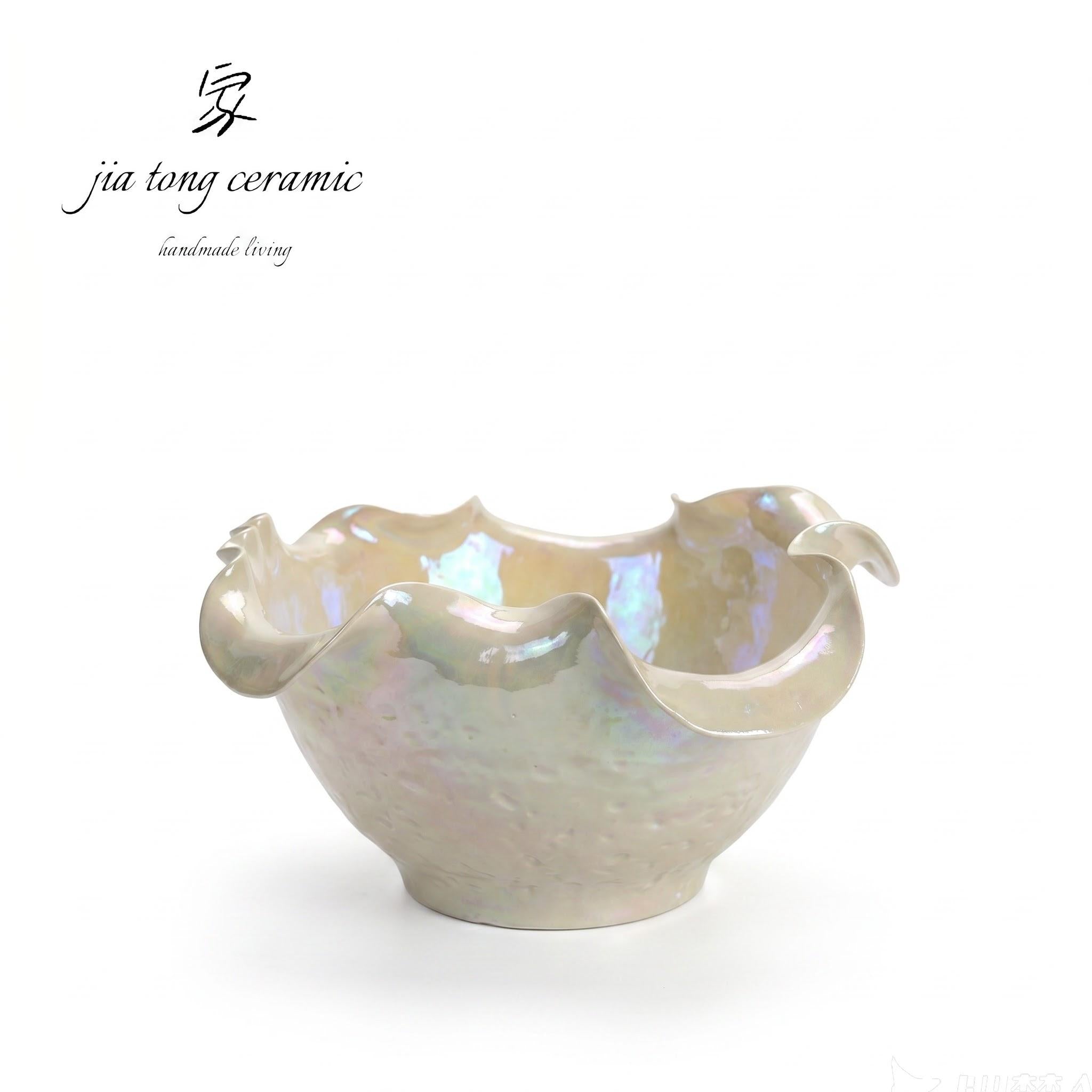 Floral Rim Ceramic Bowl & Tray