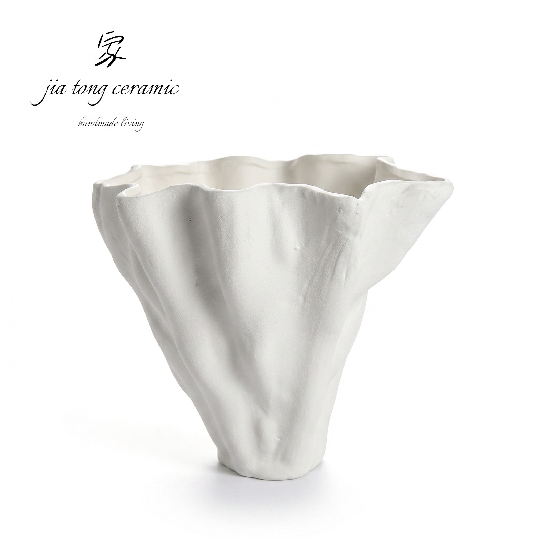 White Wavy Ceramic Bowl & Tray