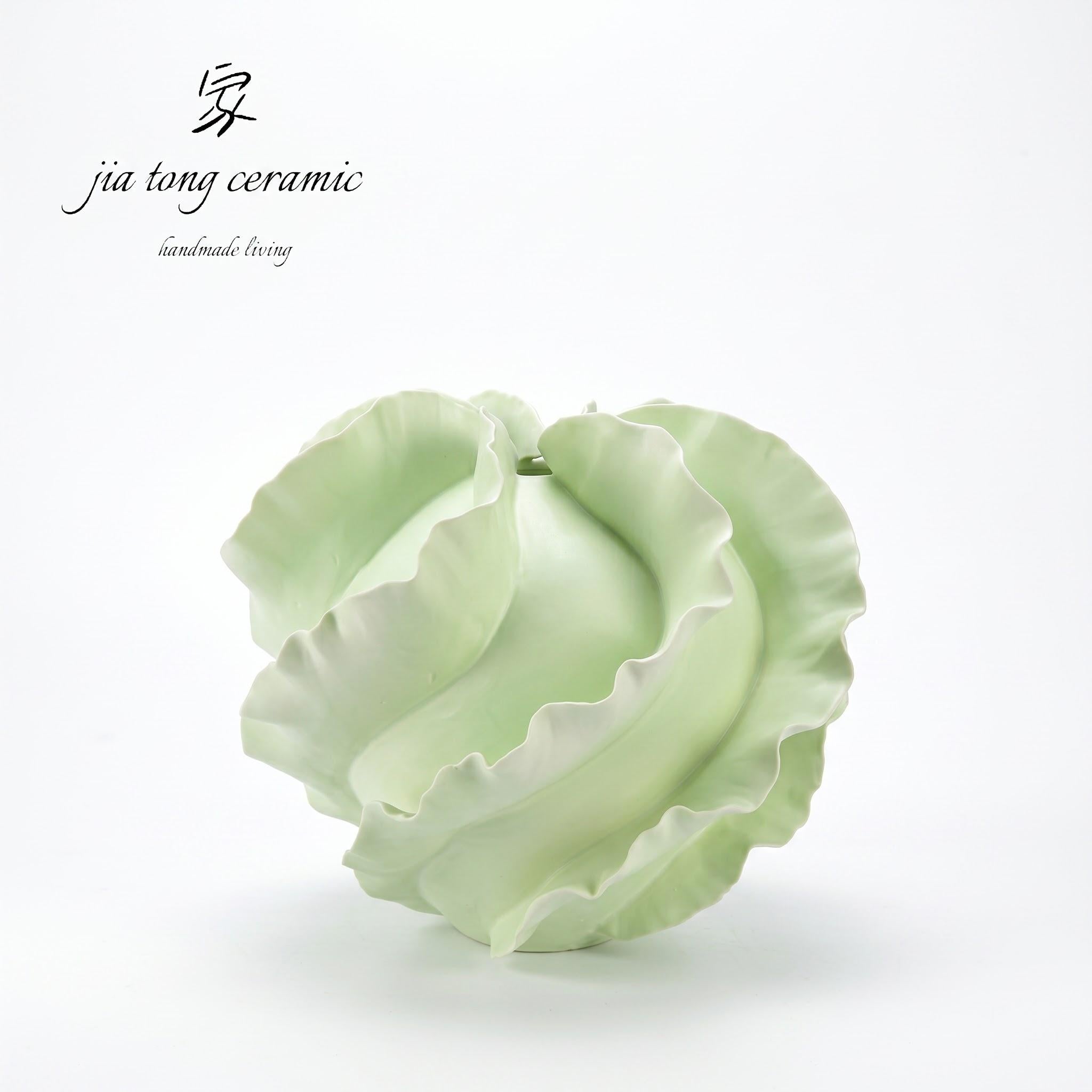 Green Petal Ceramic Bowl & Tray