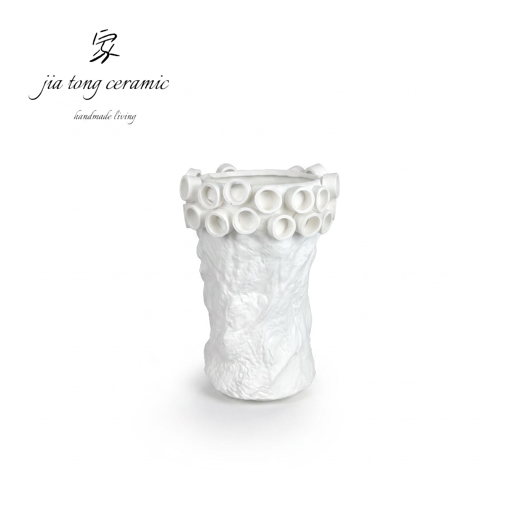 White Ring Ceramic Vase