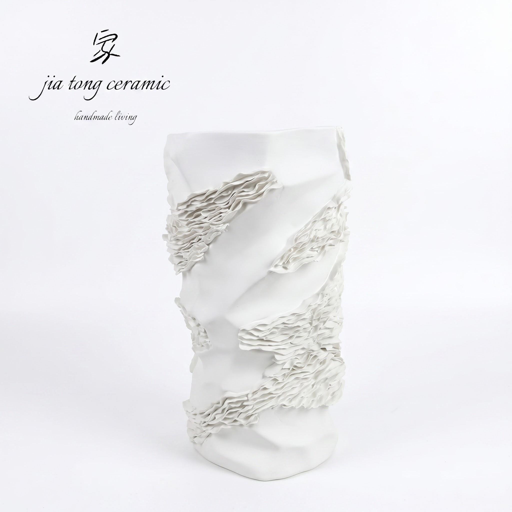 White Textured Ceramic Vase