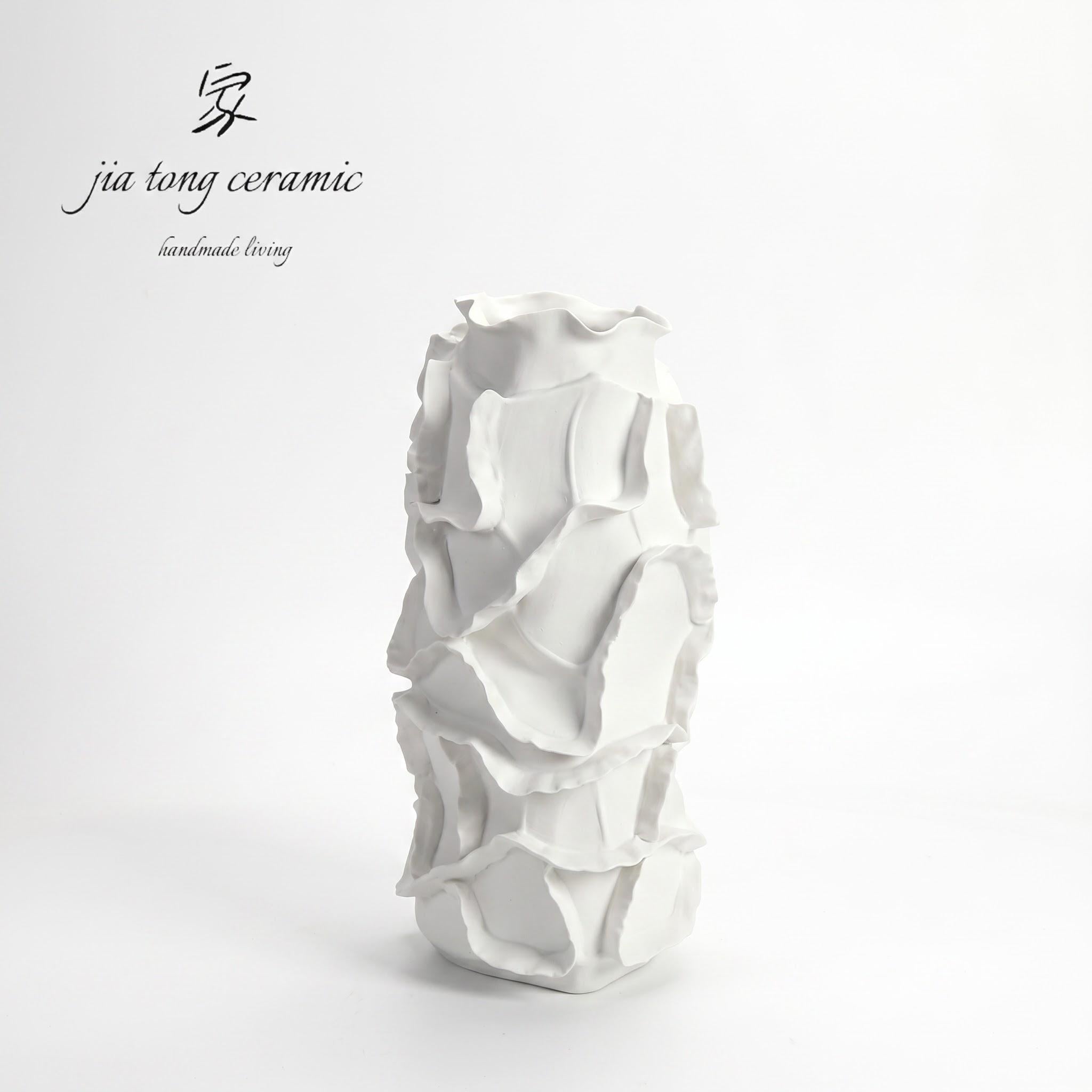 White Embossed Ceramic Vase