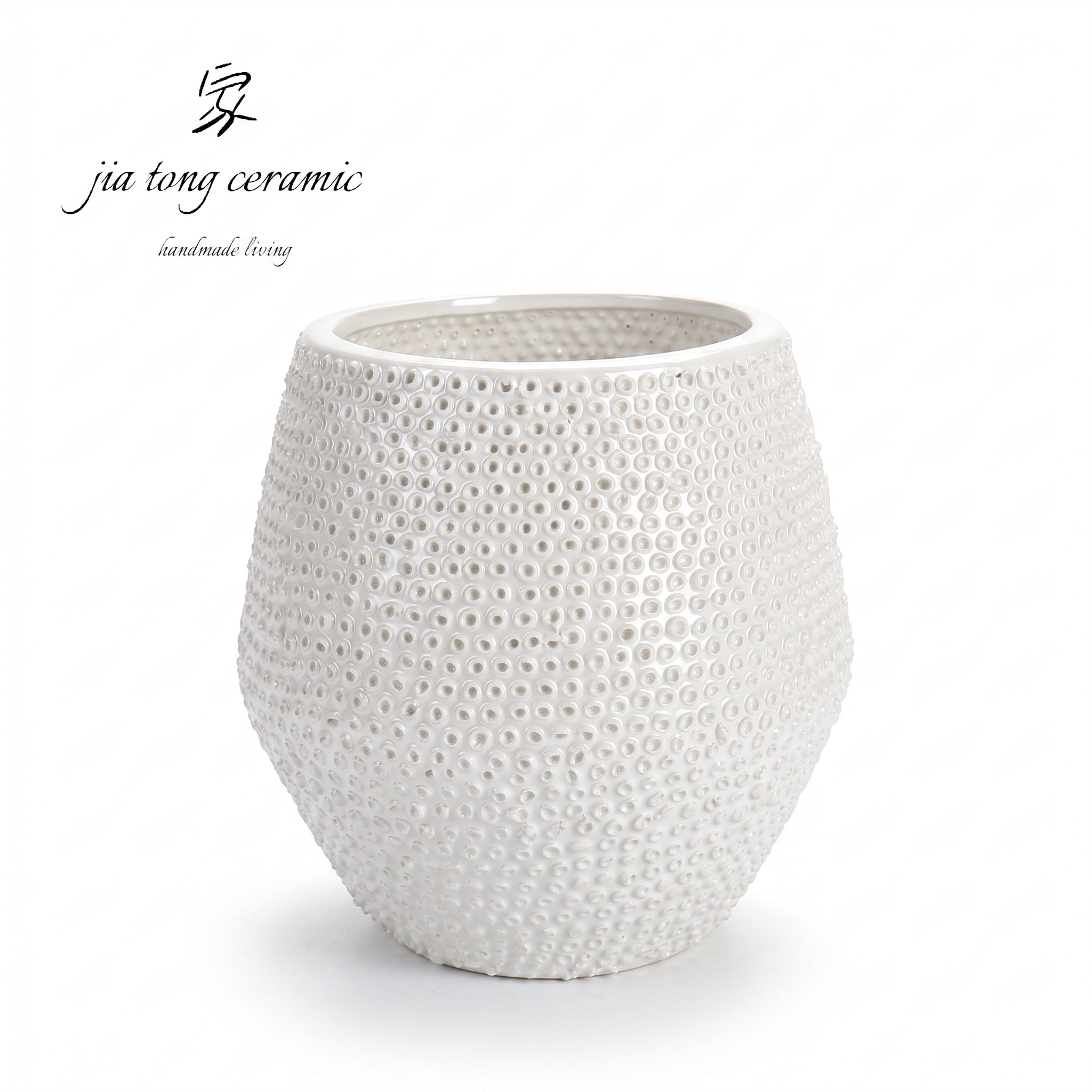 White Round Belly Ceramic Vase