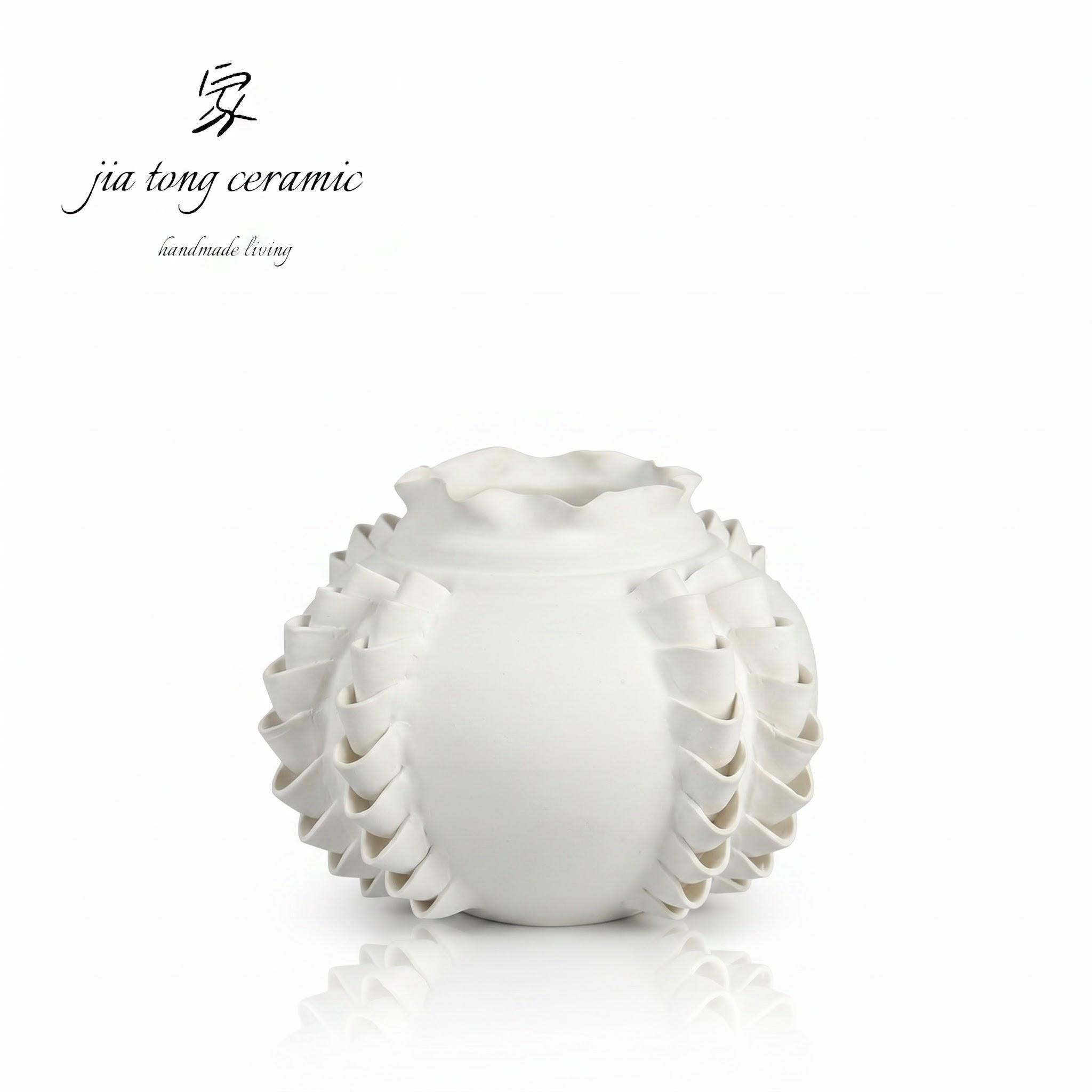 White Round Belly Ceramic Vase