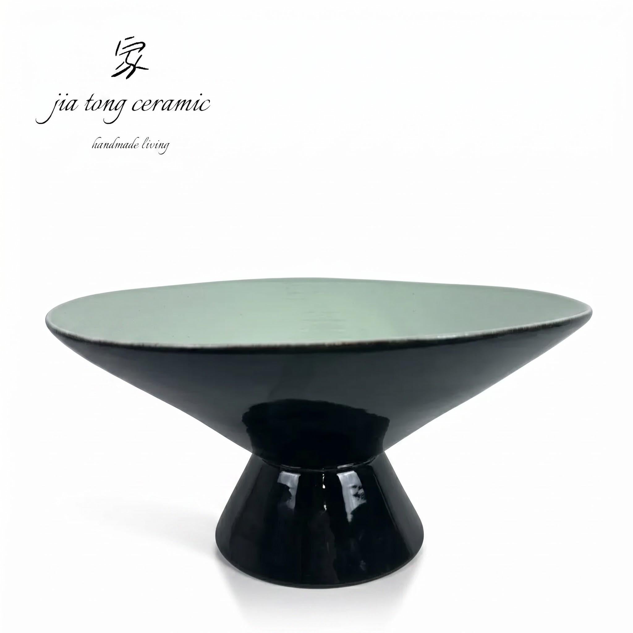 White Pedestal Ceramic Bowl & Tray
