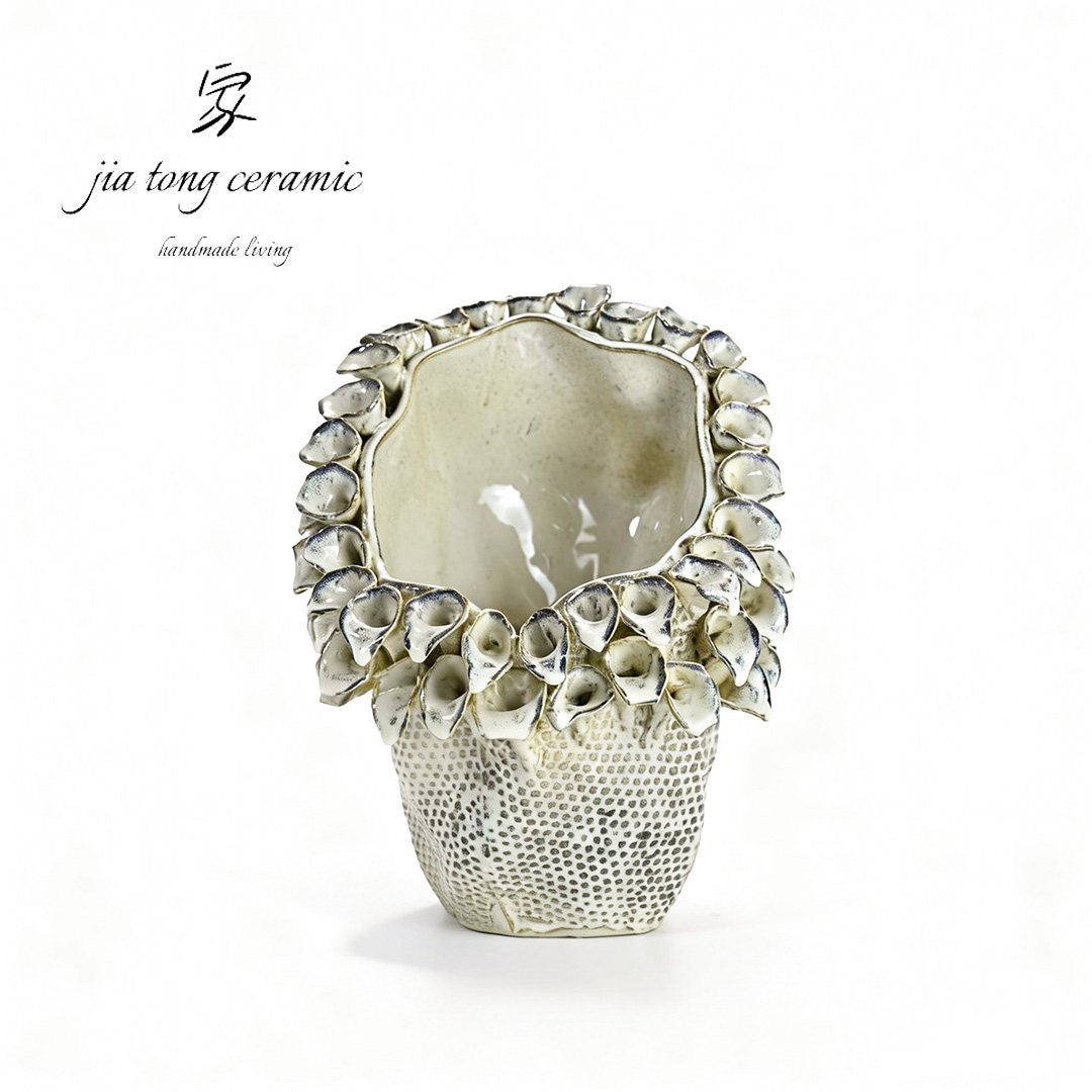 Petal Beaded Ceramic Vase