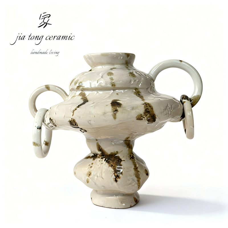 Double Handle Ring Art Ceramic Vase