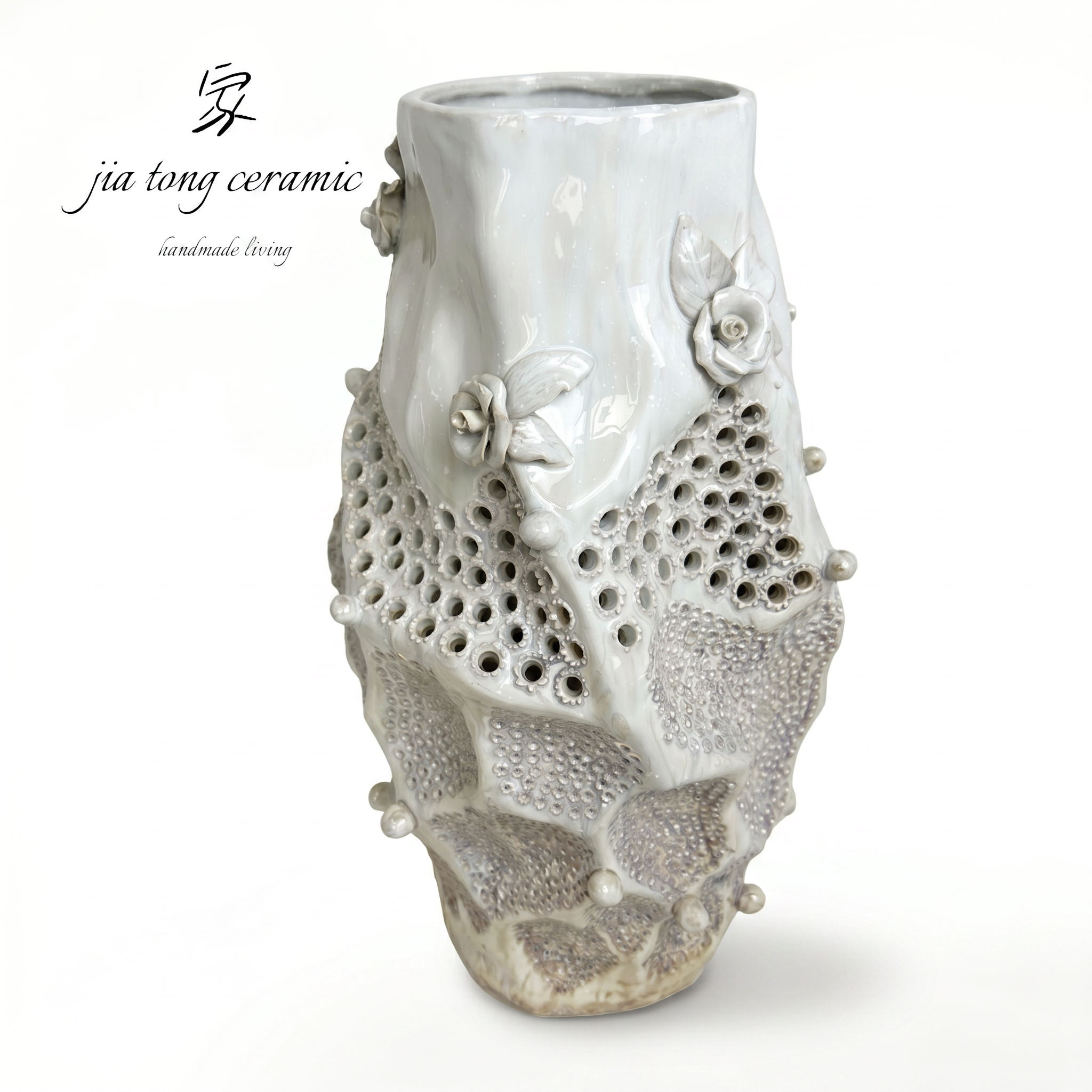 Pierced Ceramic Candle Holder