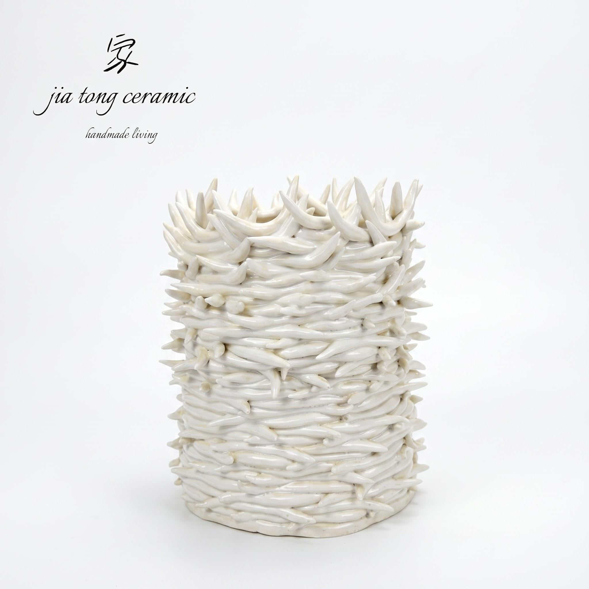 White Cylinder Ceramic Vase