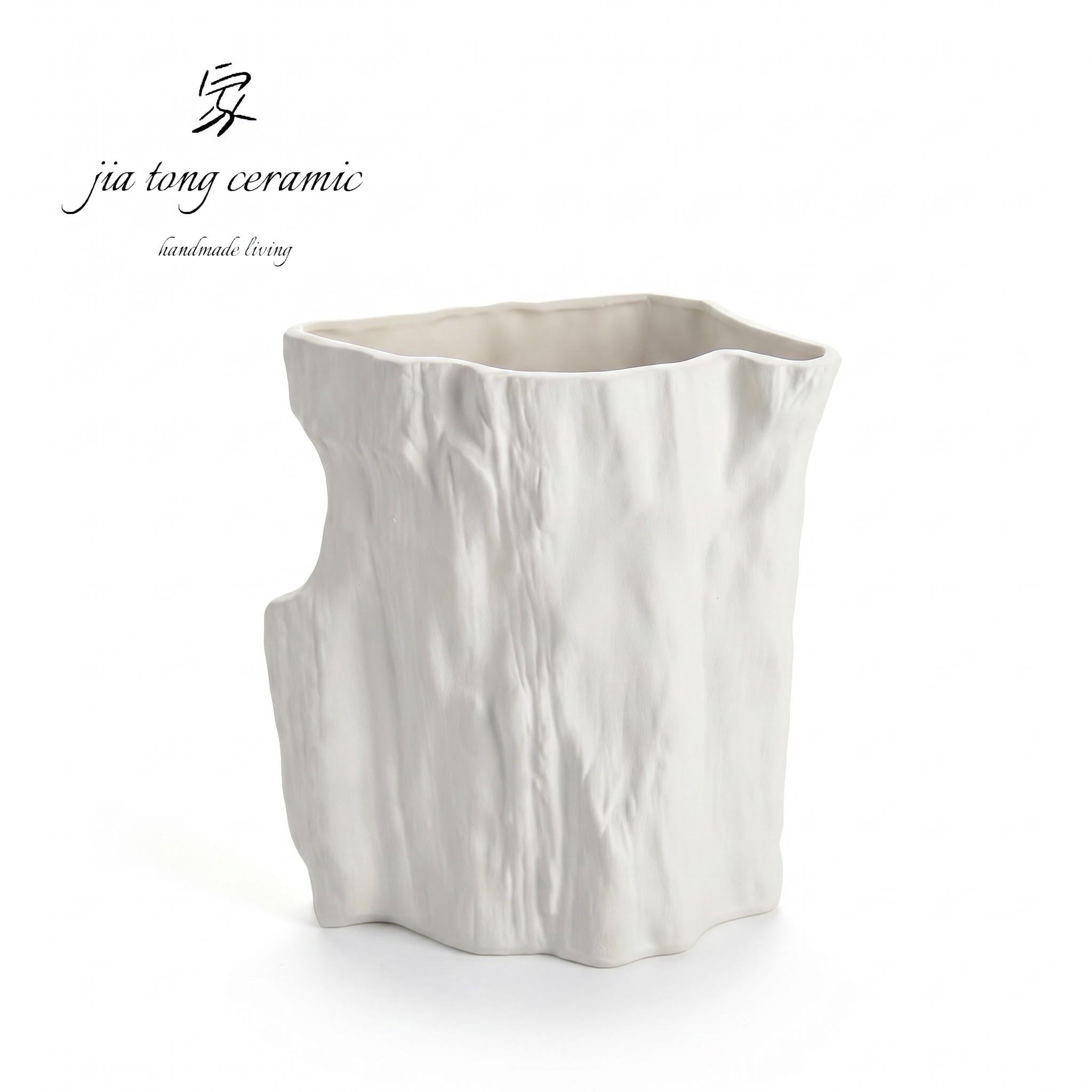 White Textured Ceramic Vase