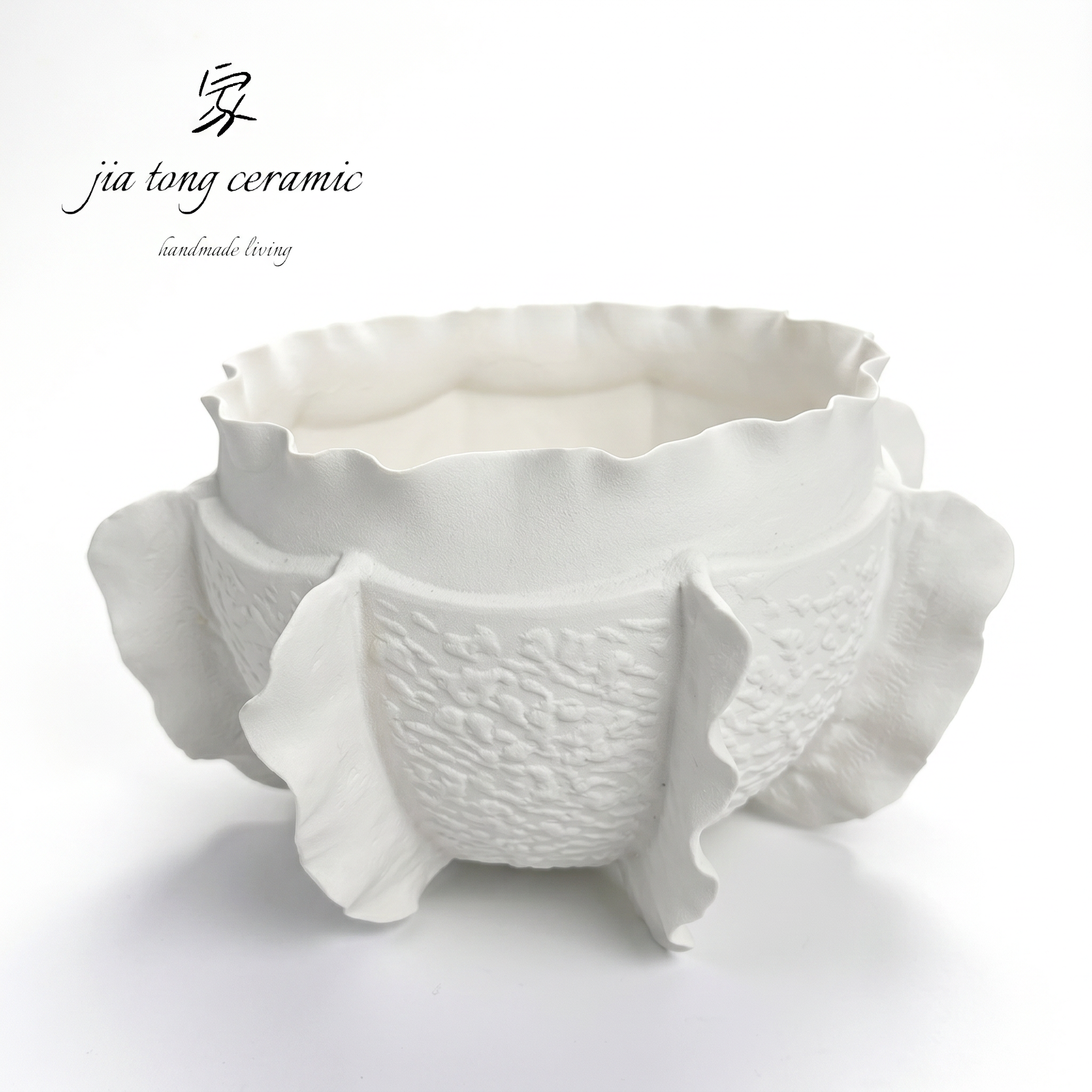 White Petal Ceramic Bowl & Tray