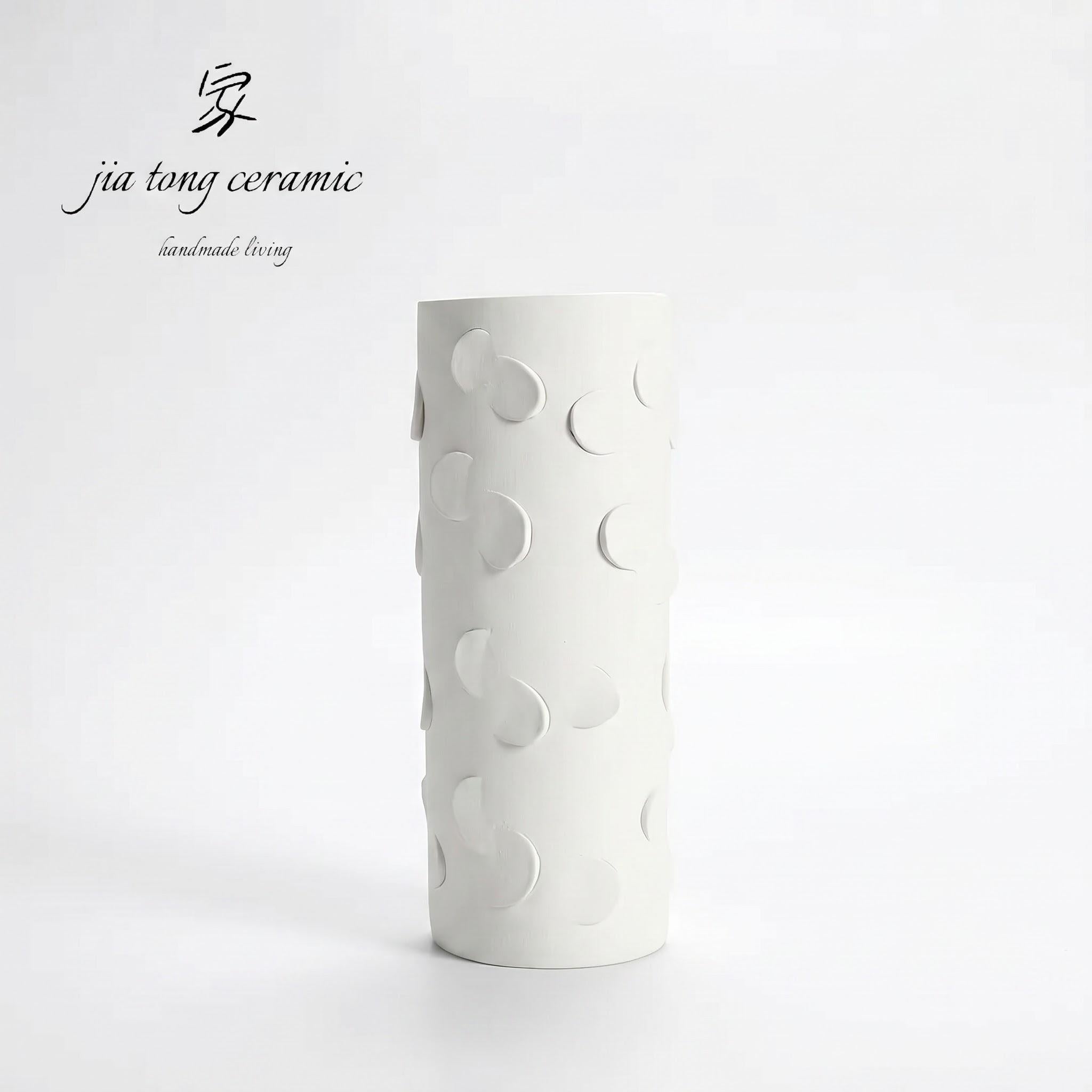 White Cylinder Ceramic Vase