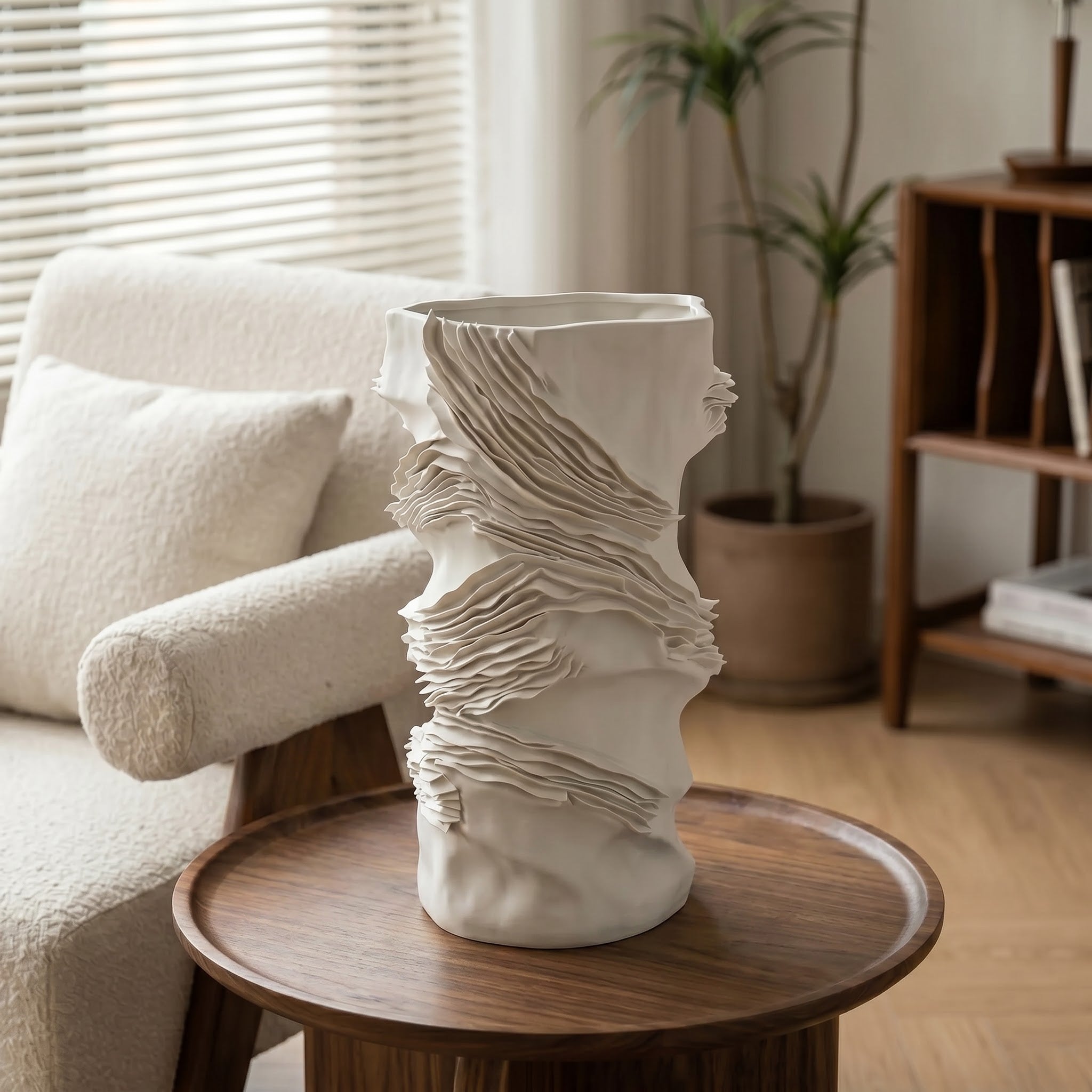 White Textured Ceramic Vase
