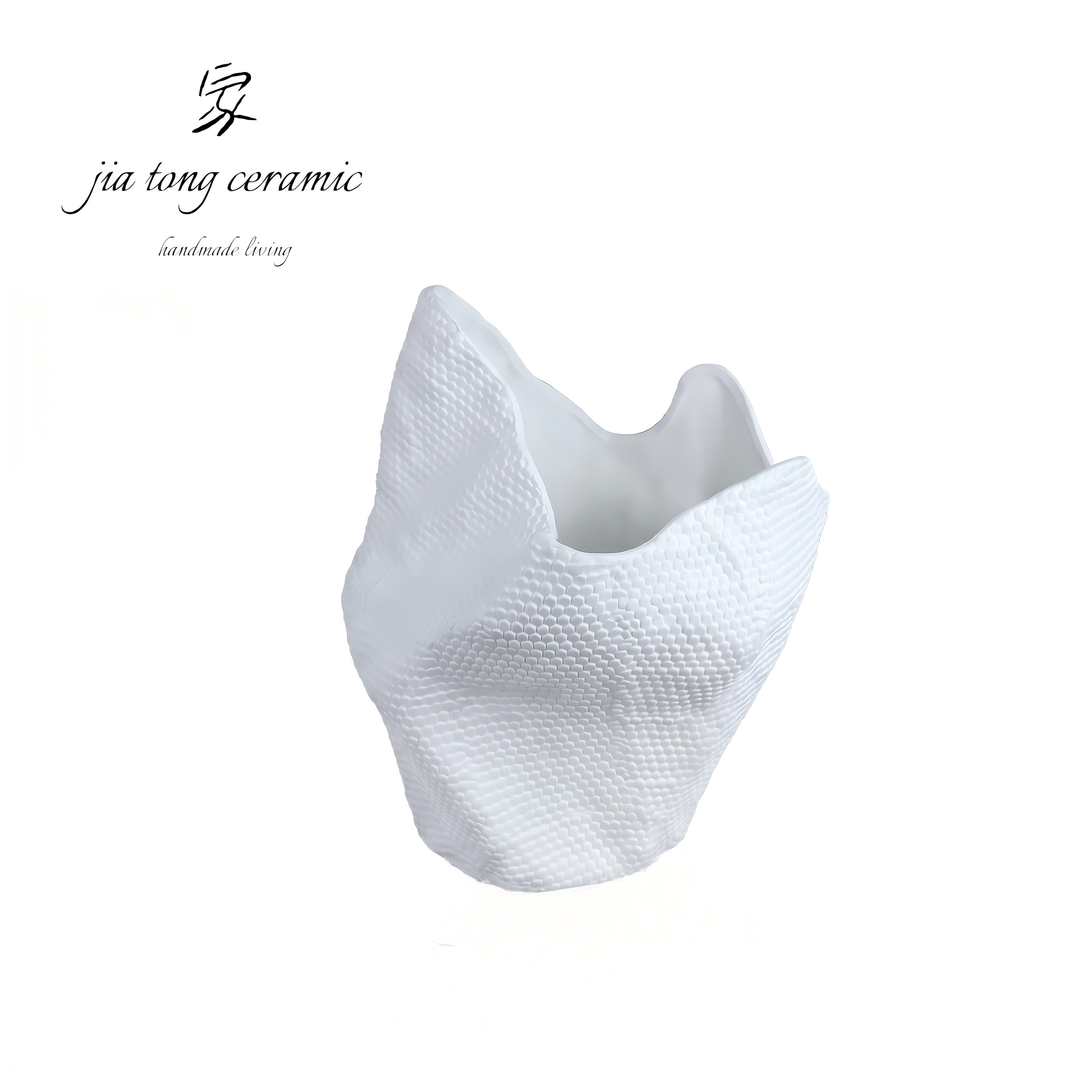 White Abstract Ceramic Bowl & Tray