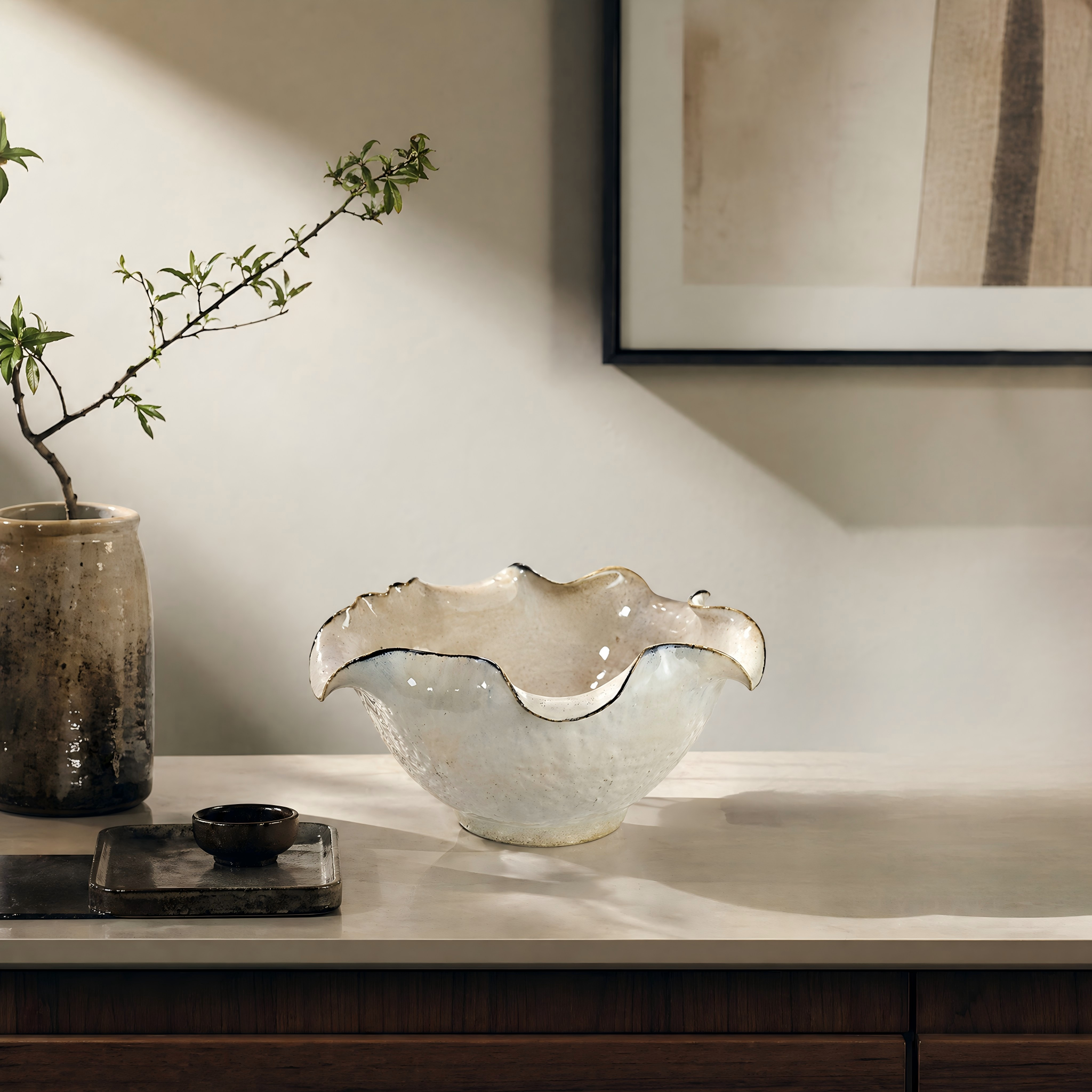 Handcrafted Ceramic Bowl & Tray