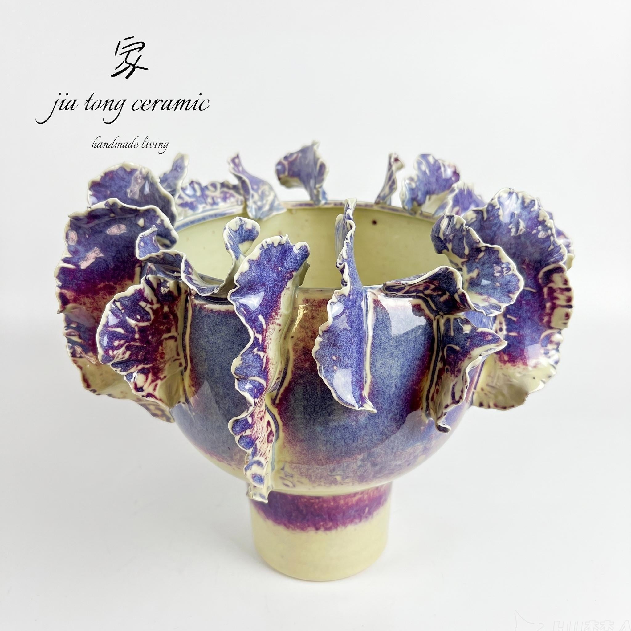 Pedestal Petal Ceramic Vase