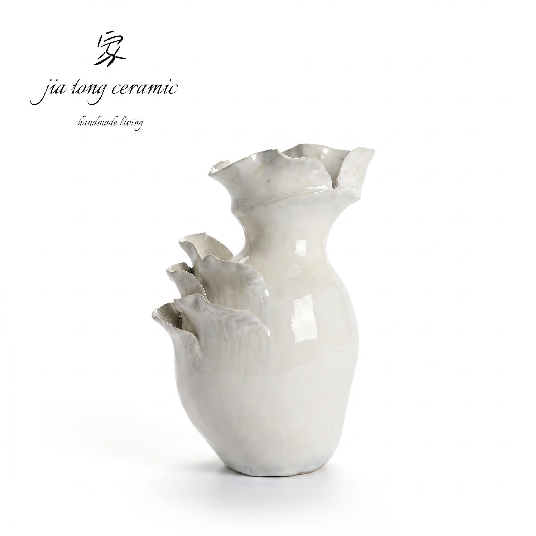 White Petal Ceramic Vase