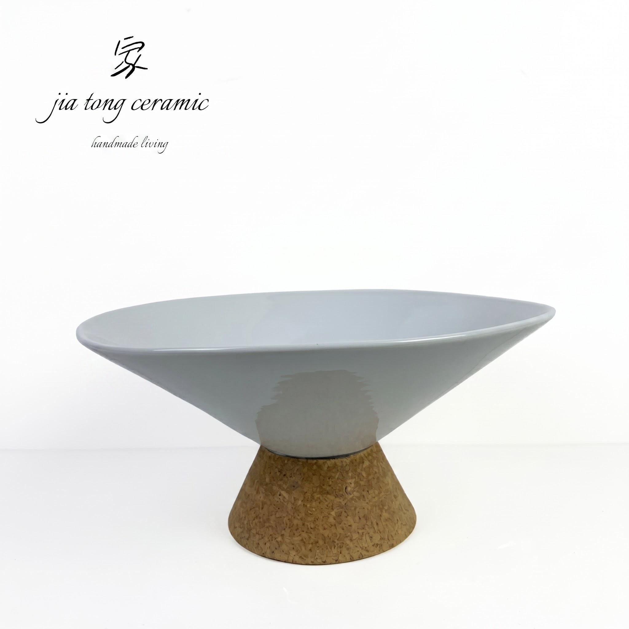 White Pedestal Ceramic Bowl & Tray
