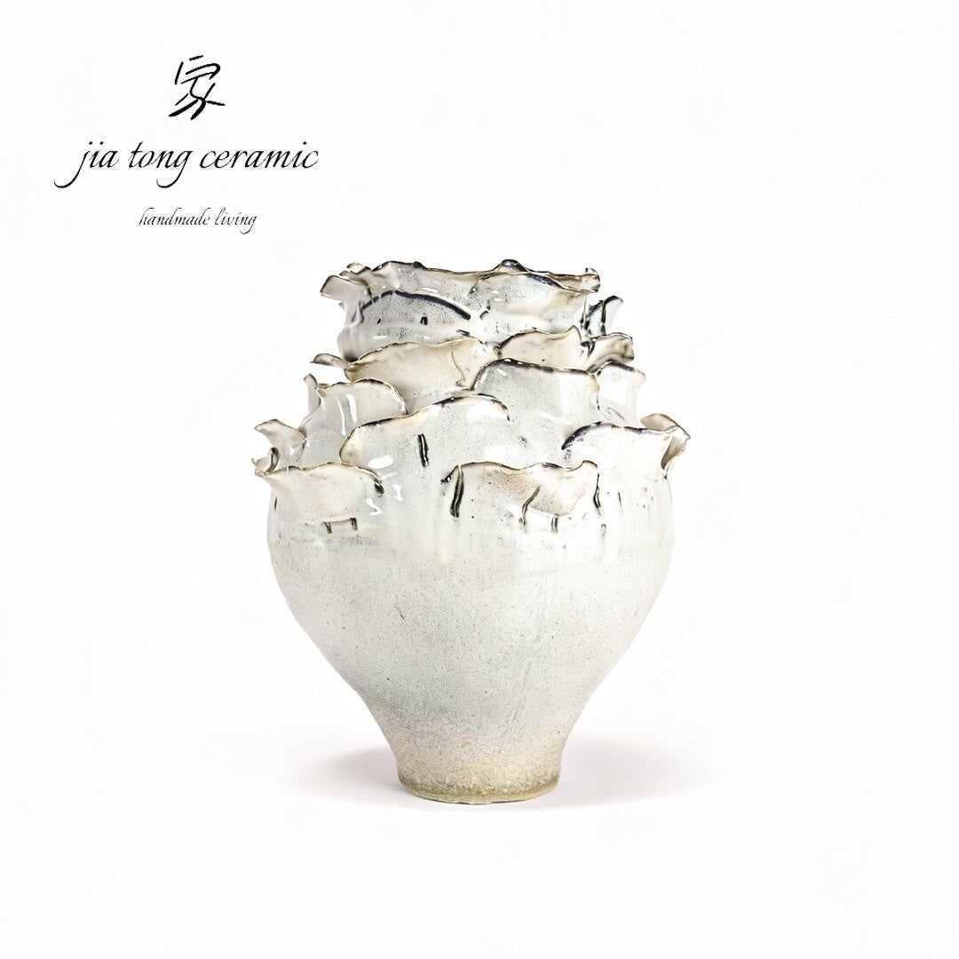 White Wavy Ceramic Vase