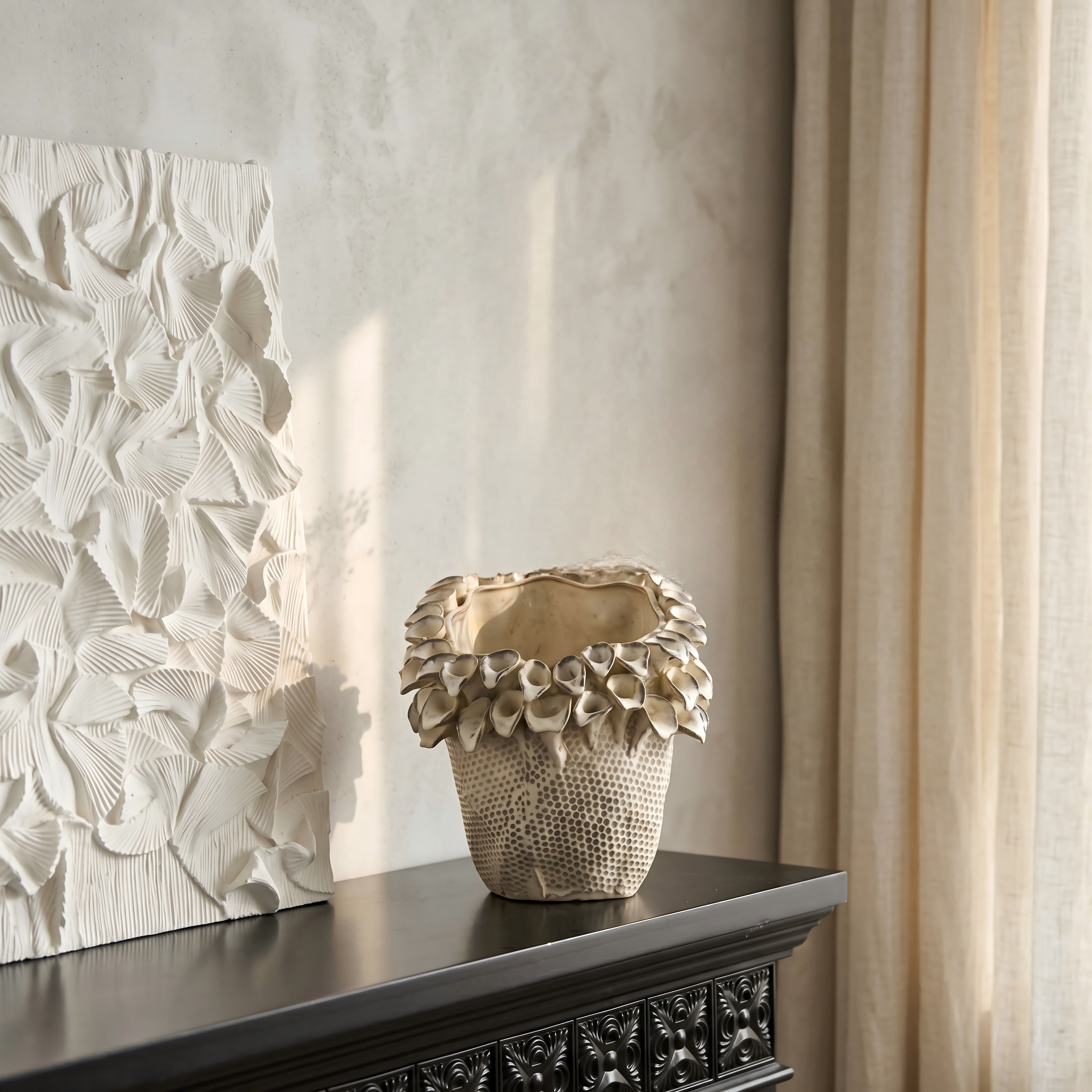 Petal Beaded Ceramic Vase