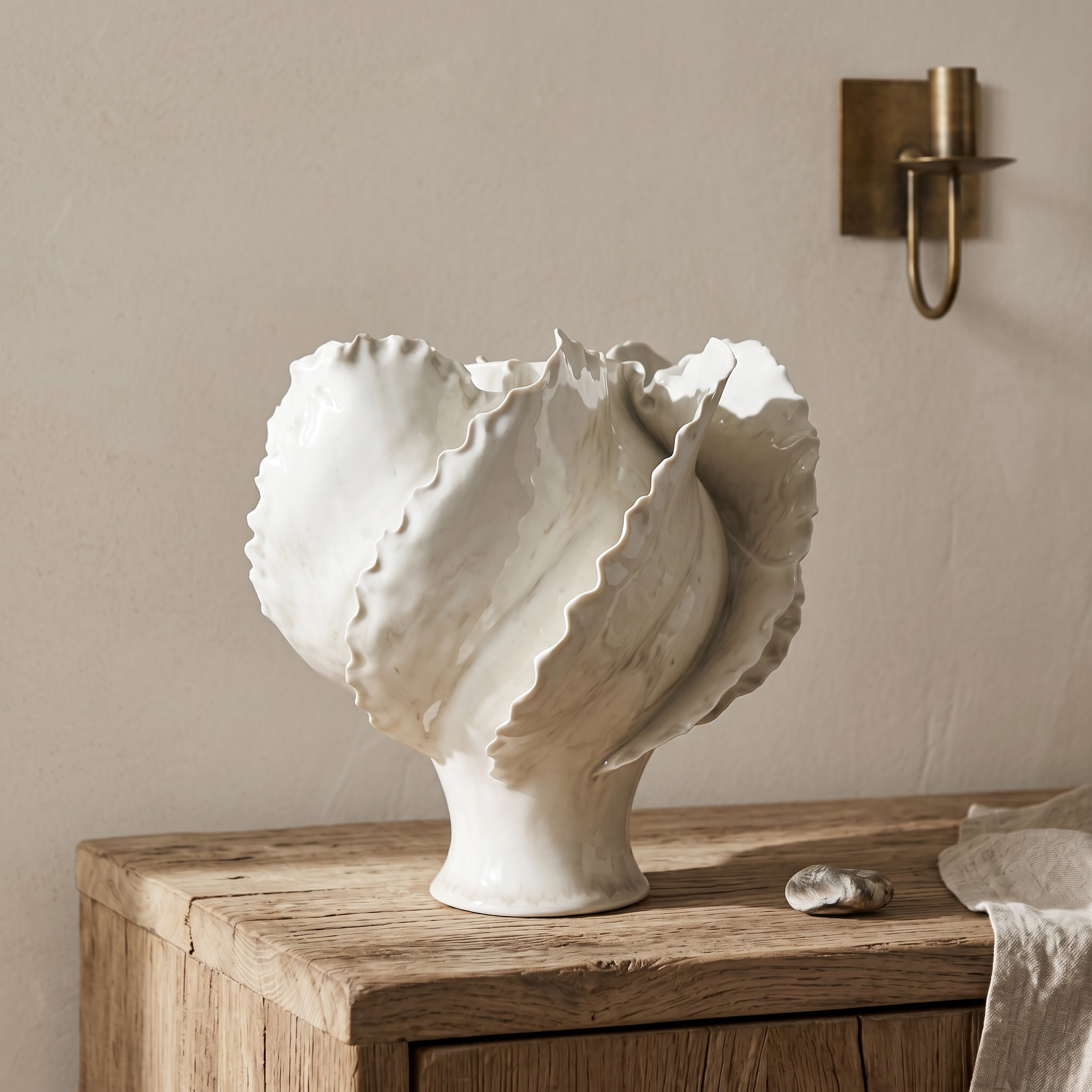 White Shell Ceramic Vase