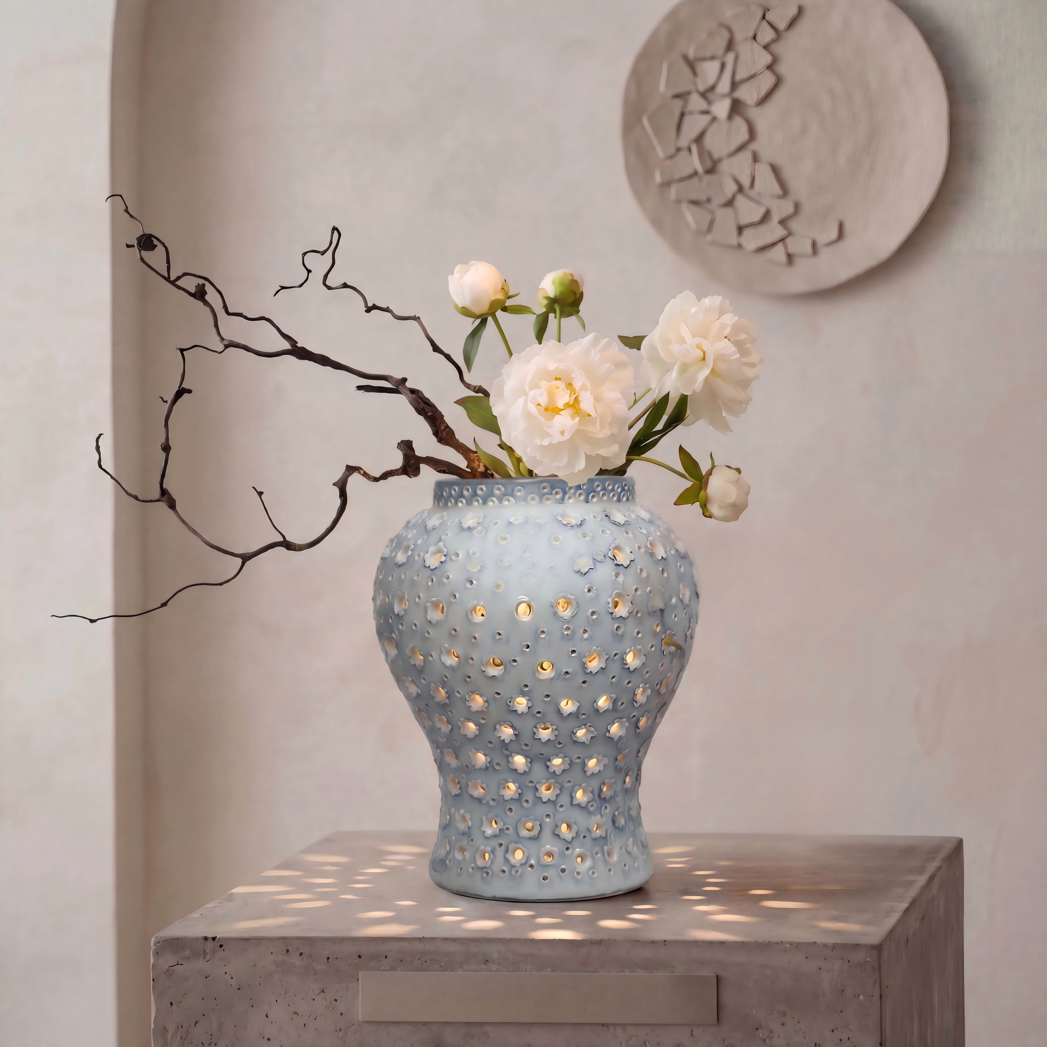 Pierced Ceramic Candle Holder