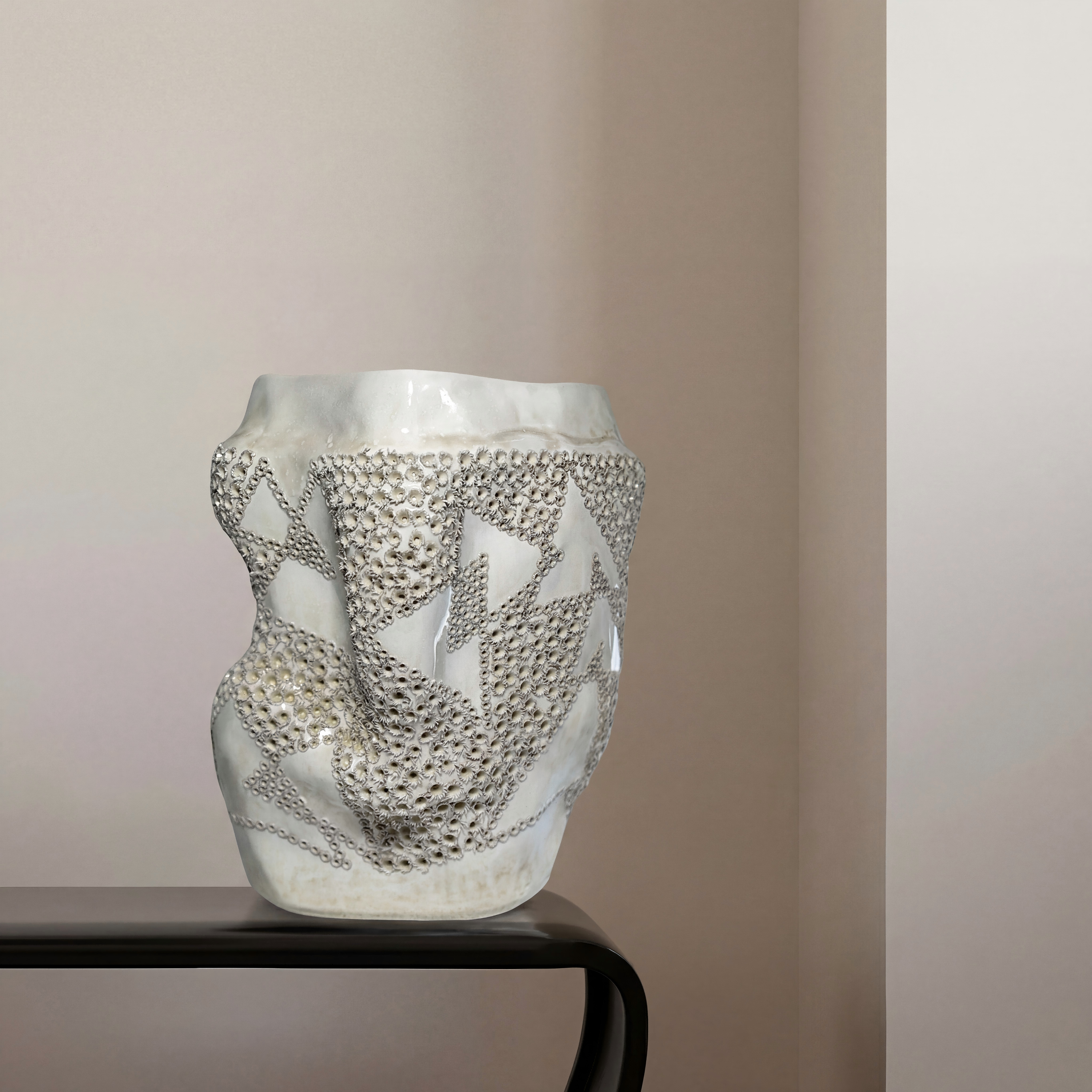 Pierced Ceramic Candle Holder