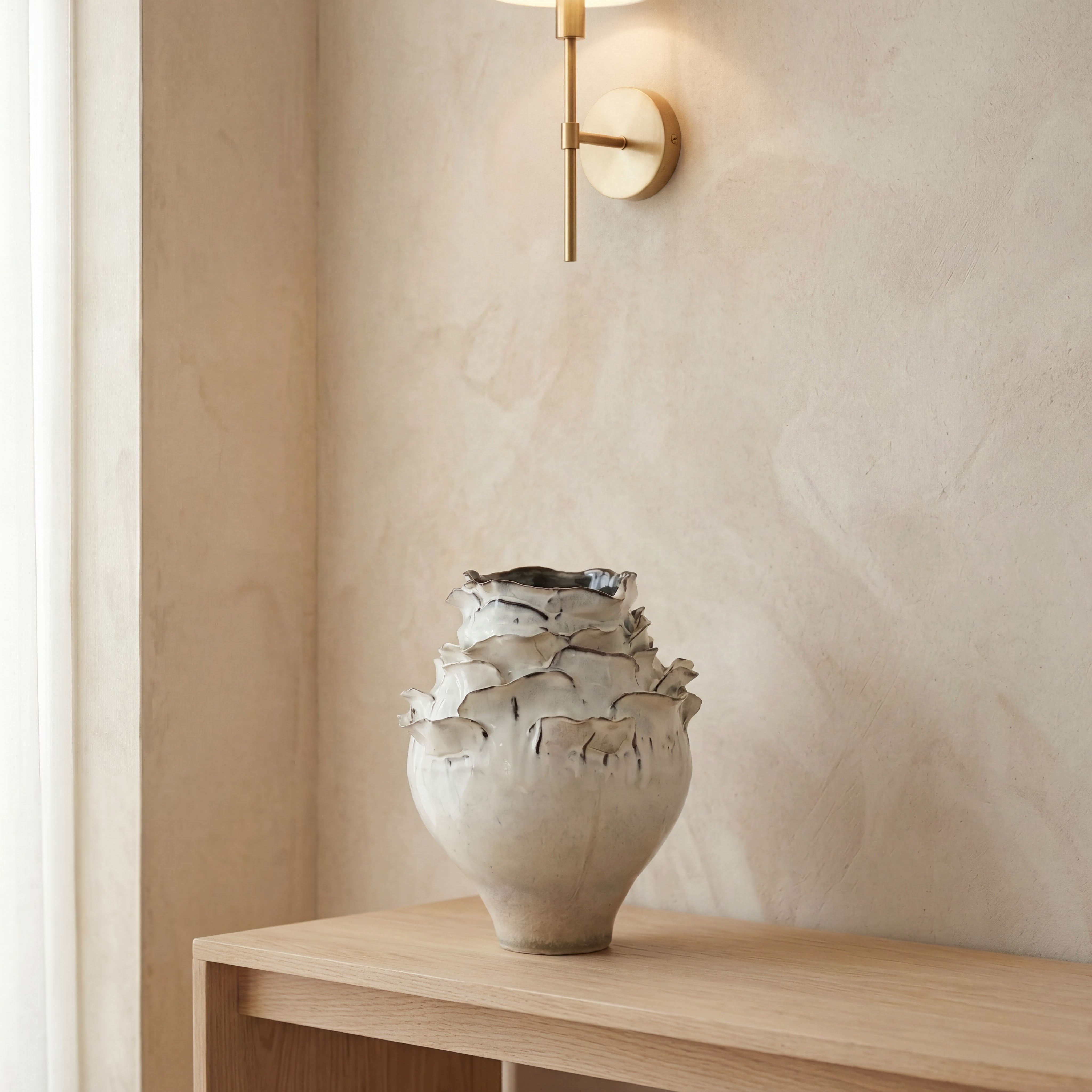 White Wavy Ceramic Vase