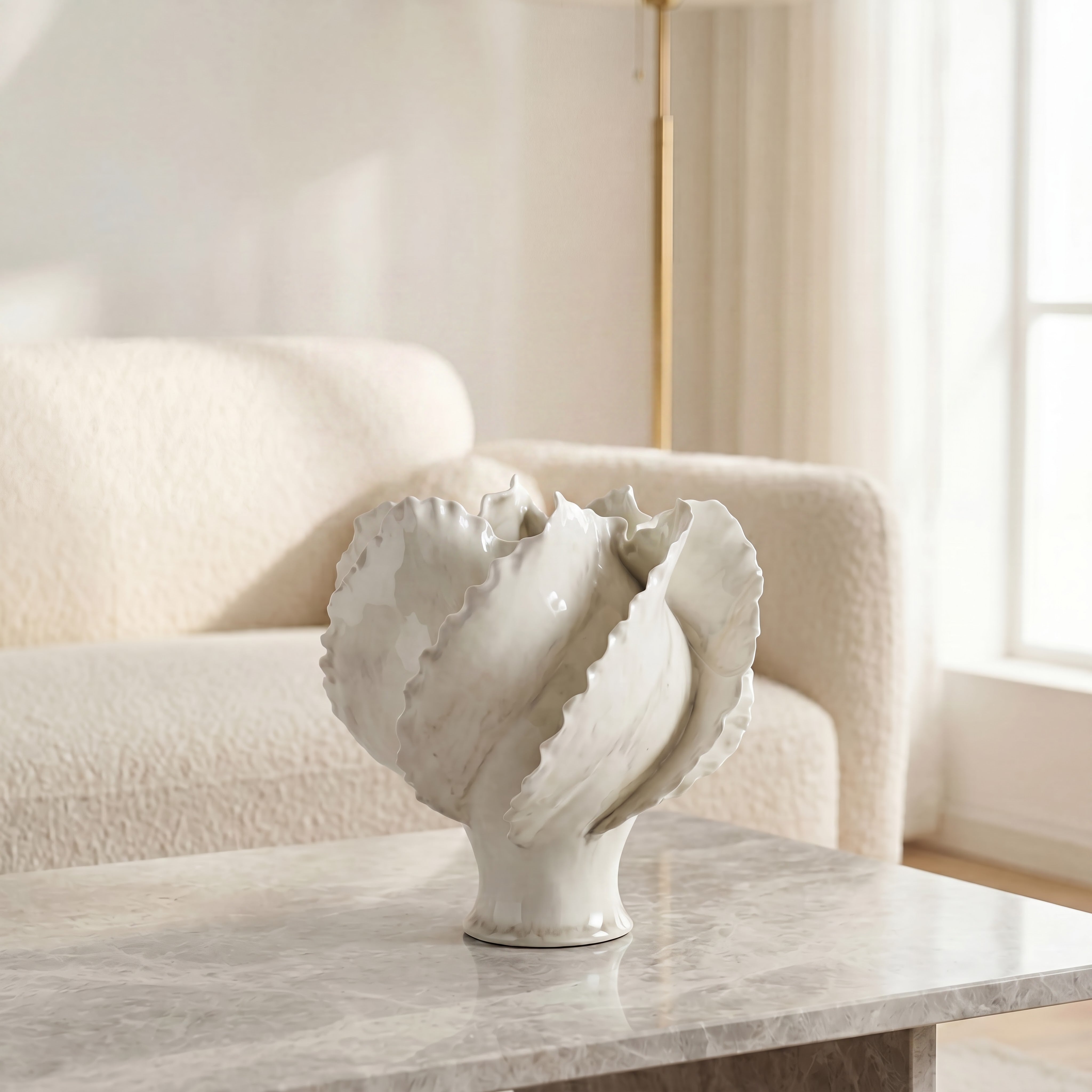 White Shell Ceramic Vase