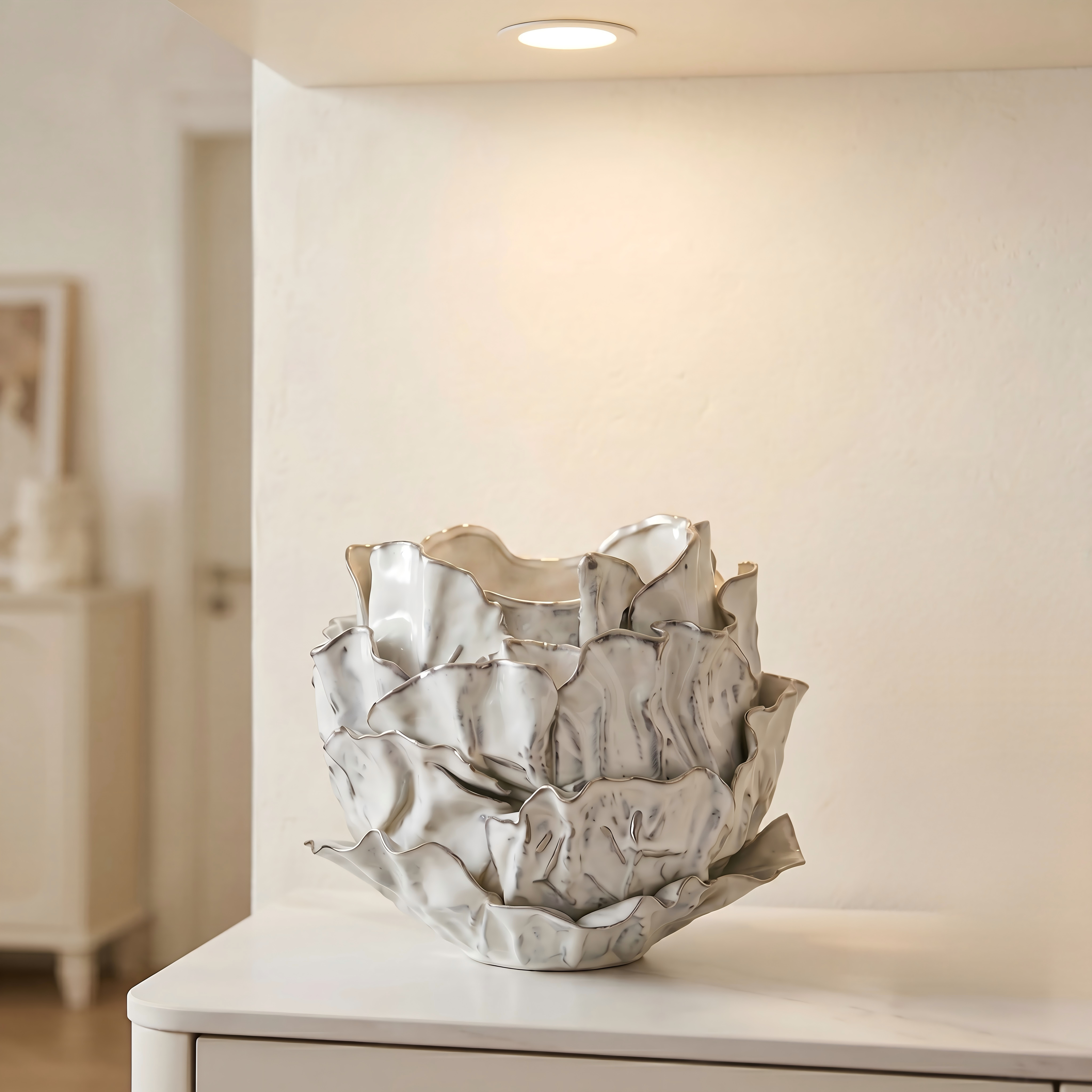 White Petal Ceramic Vase