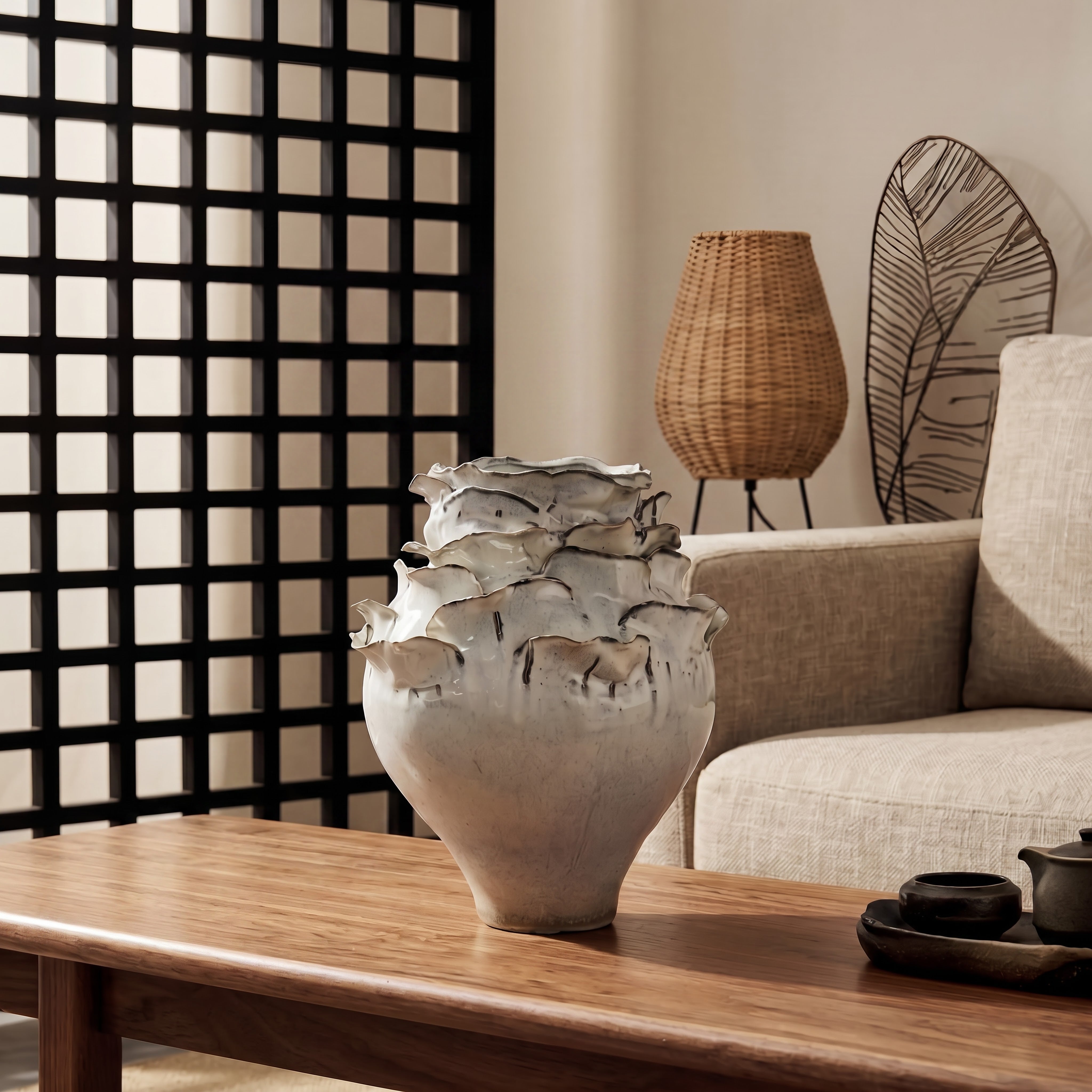 White Wavy Ceramic Vase