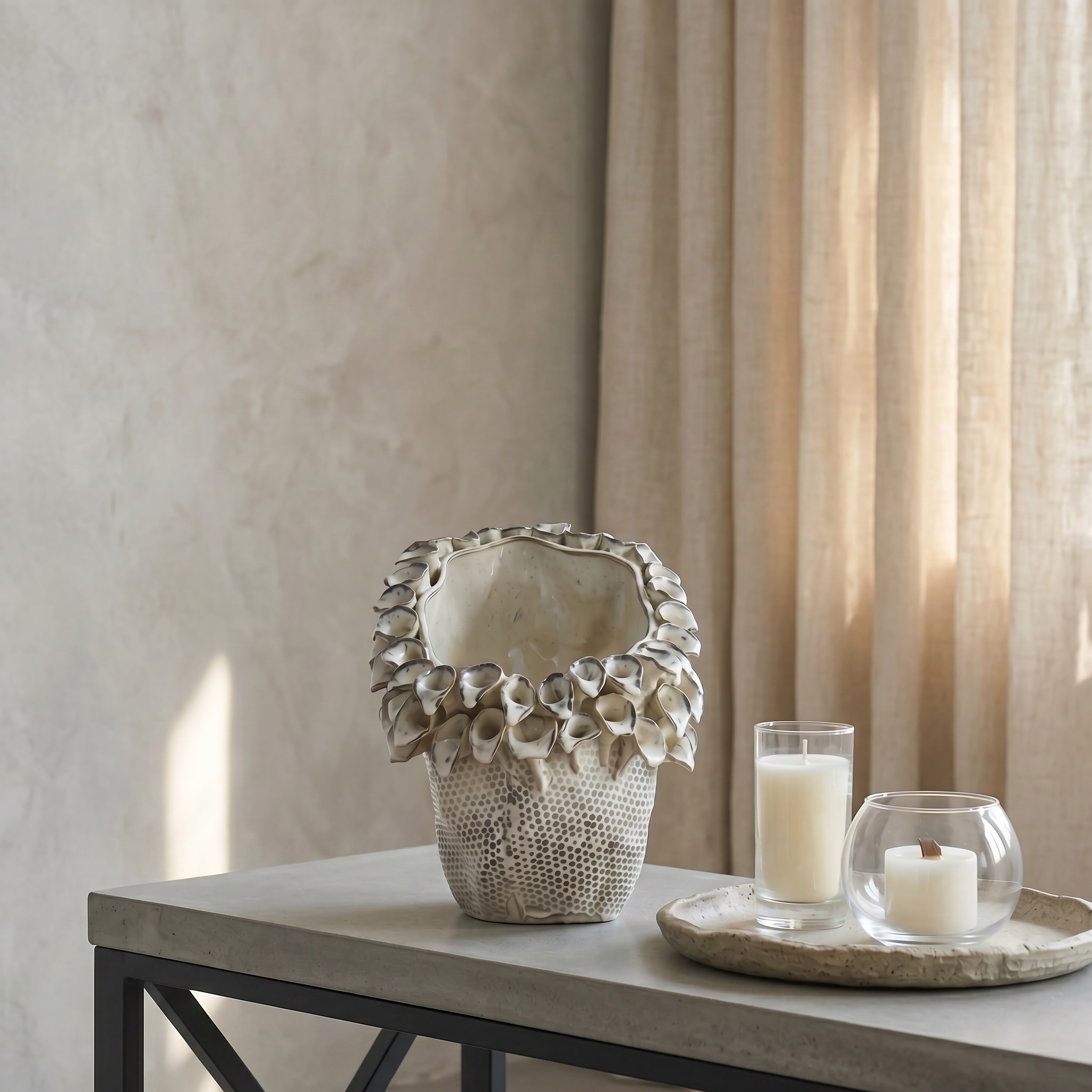 Petal Beaded Ceramic Vase