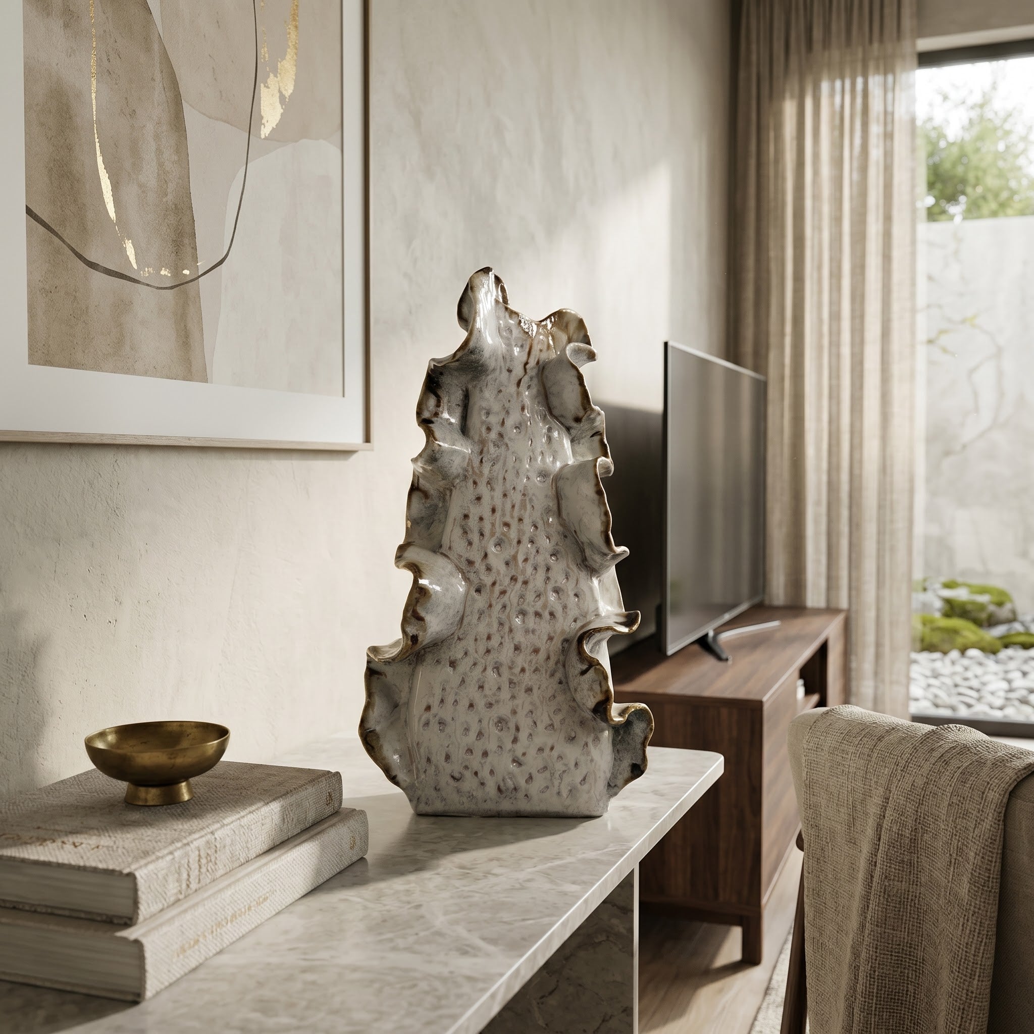 Ivory Textured Irregular Ceramic Vase