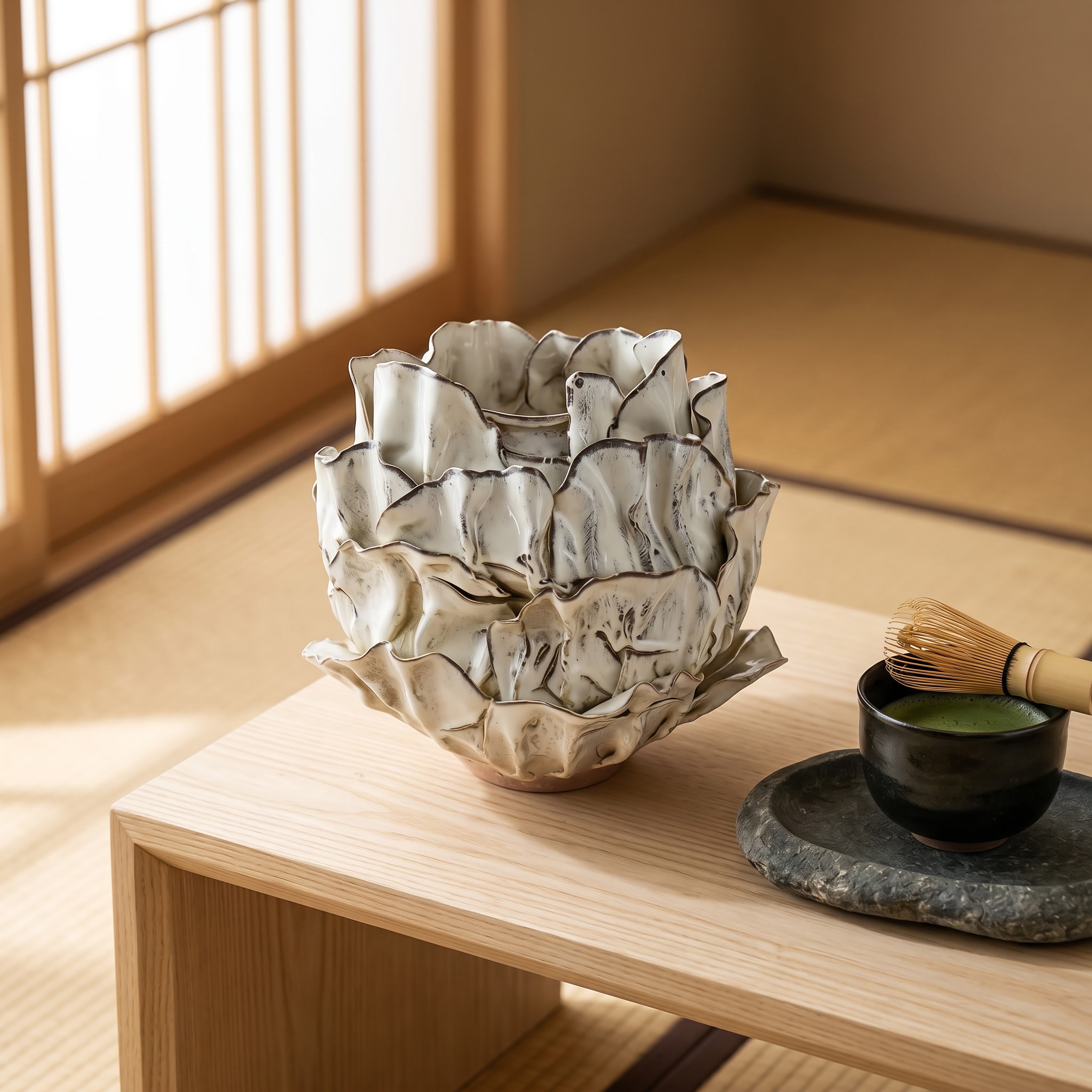 White Petal Ceramic Vase