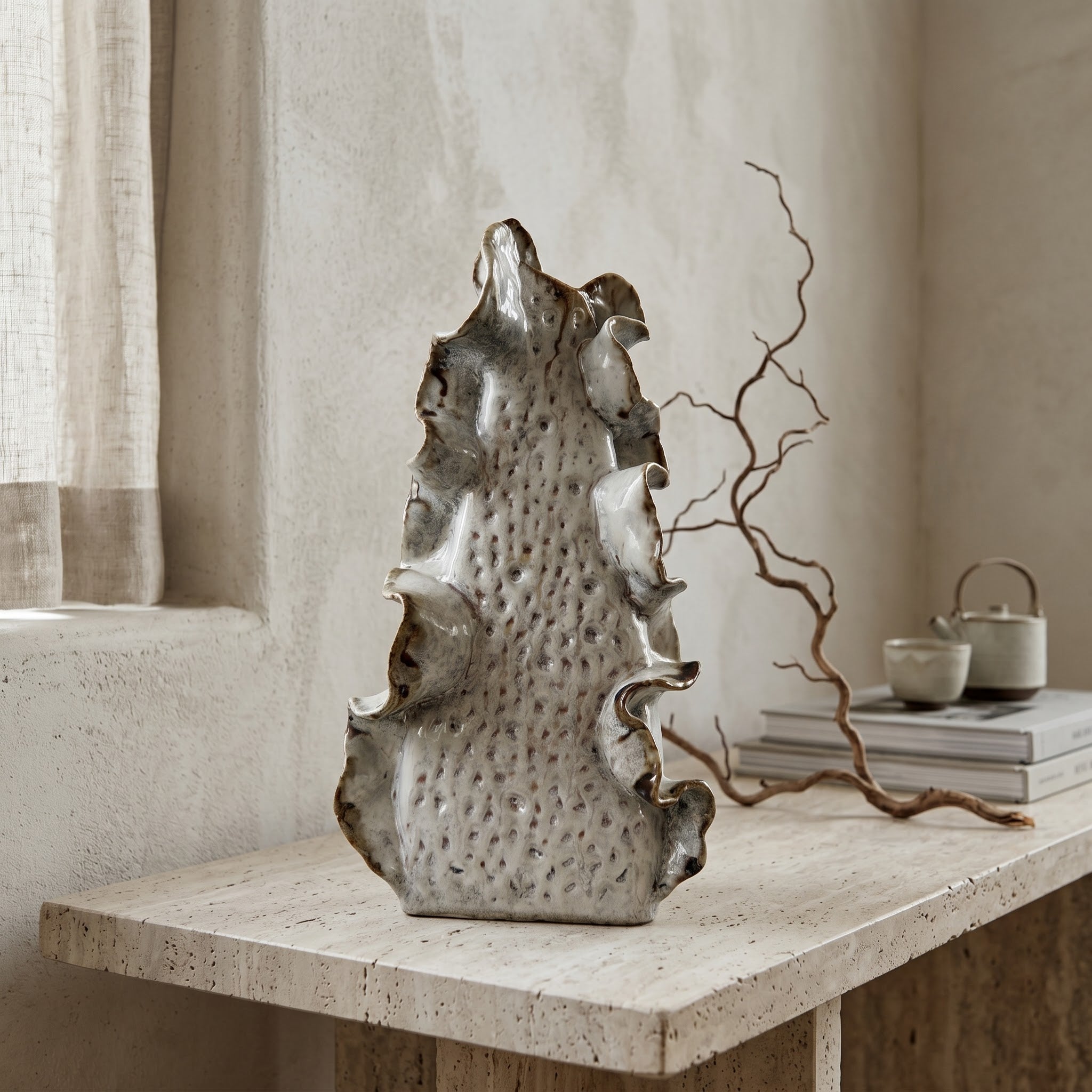 Ivory Textured Irregular Ceramic Vase
