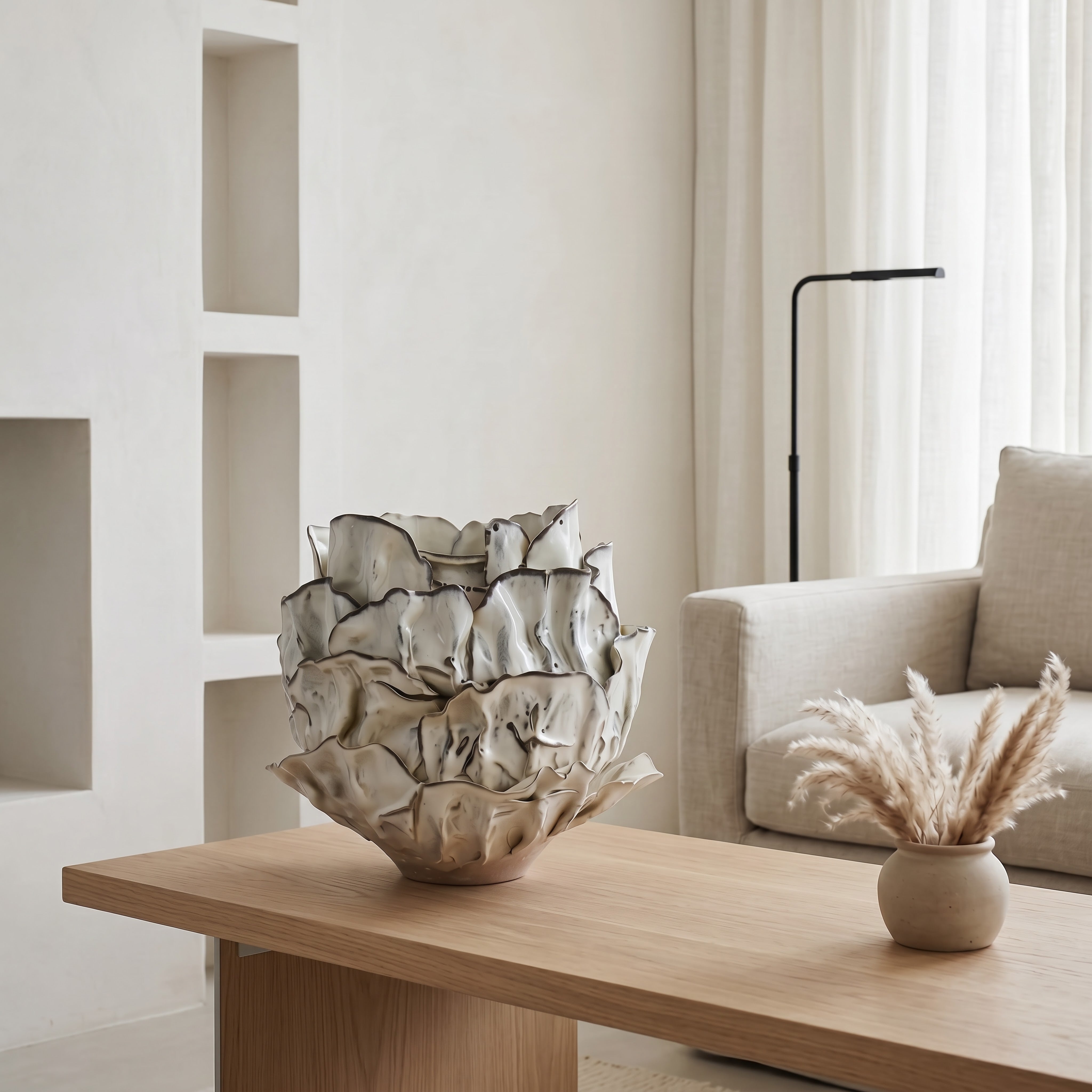 White Petal Ceramic Vase