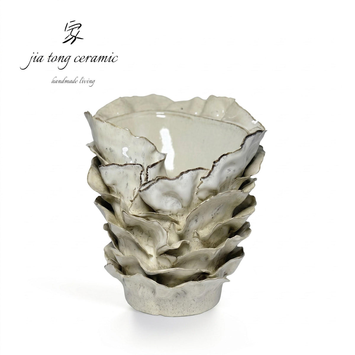 White Petal Ceramic Vase | MANUAL-0065 | JIATONG CERAMICS