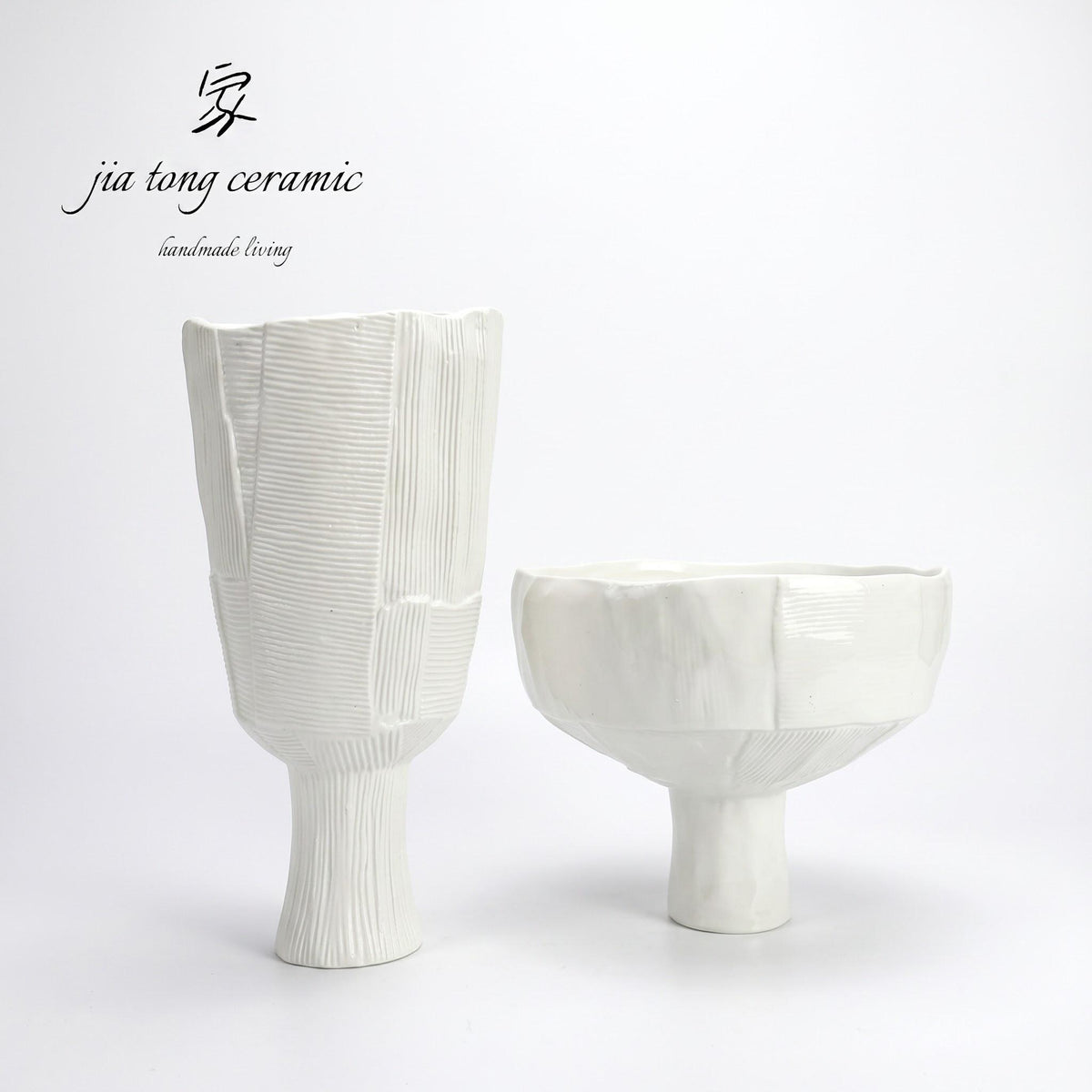 White Pedestal Ceramic Candle Holder | MANUAL-0151 | JIATONG CERAMICS