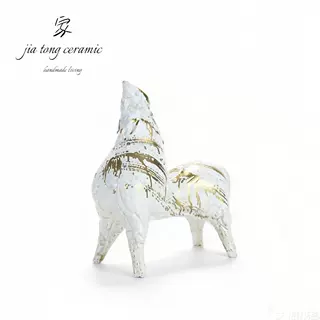 White and Gold Ceramic Decor | MANUAL-0244 | JIATONG CERAMICS