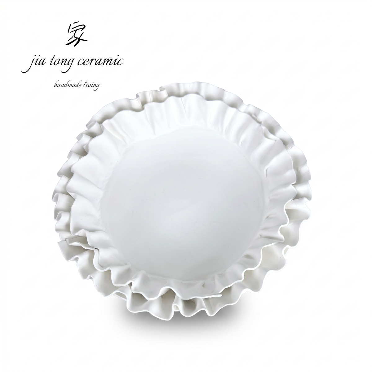 White Round Ceramic Bowl & Tray | MANUAL-0259 | JIATONG CERAMICS