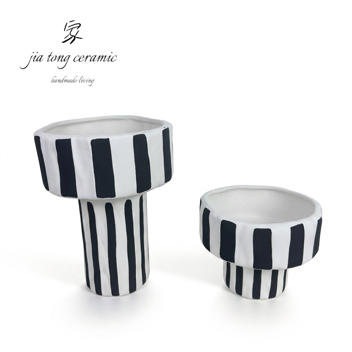 Striped Ceramic Candle Holder | MANUAL-0273 | JIATONG CERAMICS