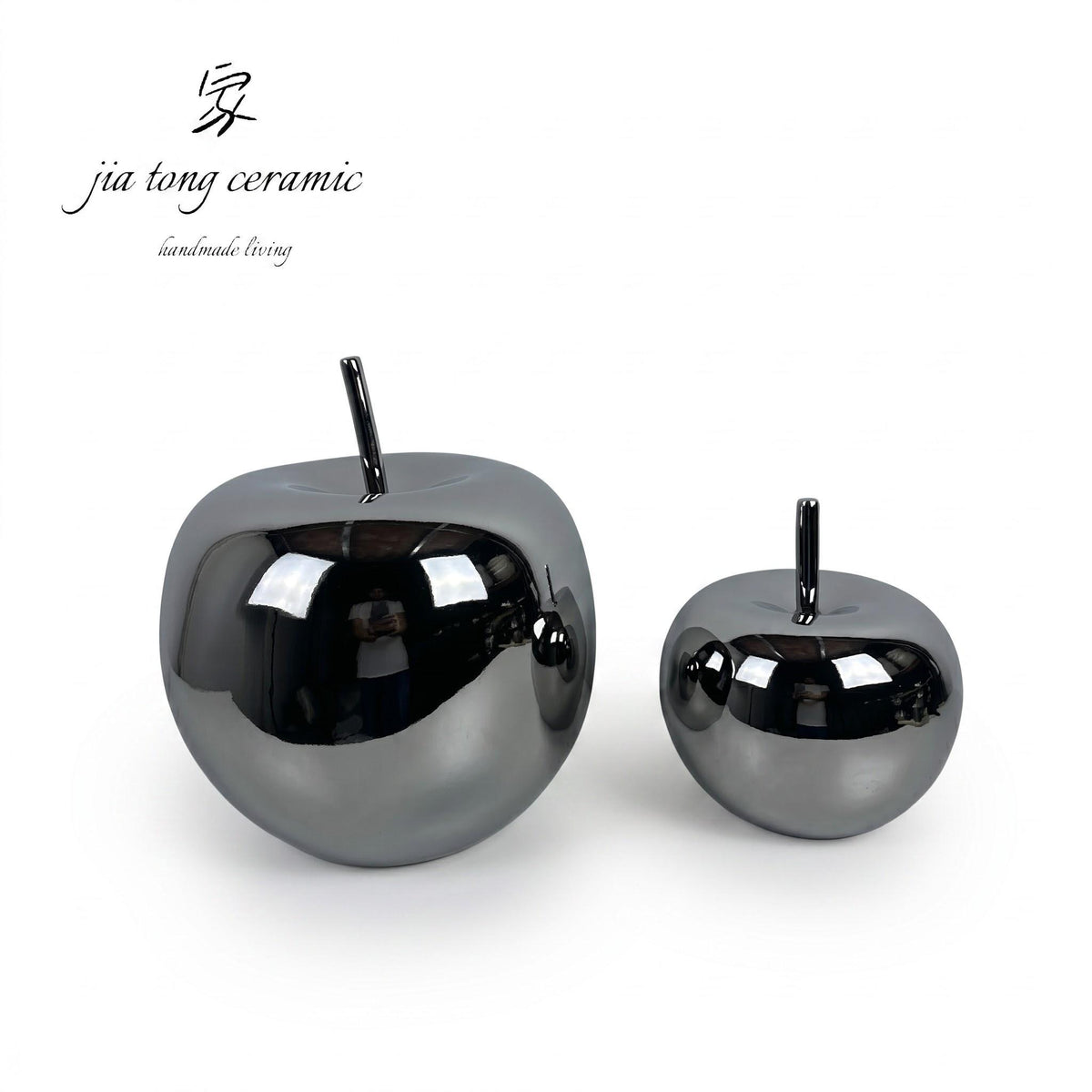 Black Silver Accented Glossy Ceramic Decor | MANUAL-0300 | JIATONG CERAMICS
